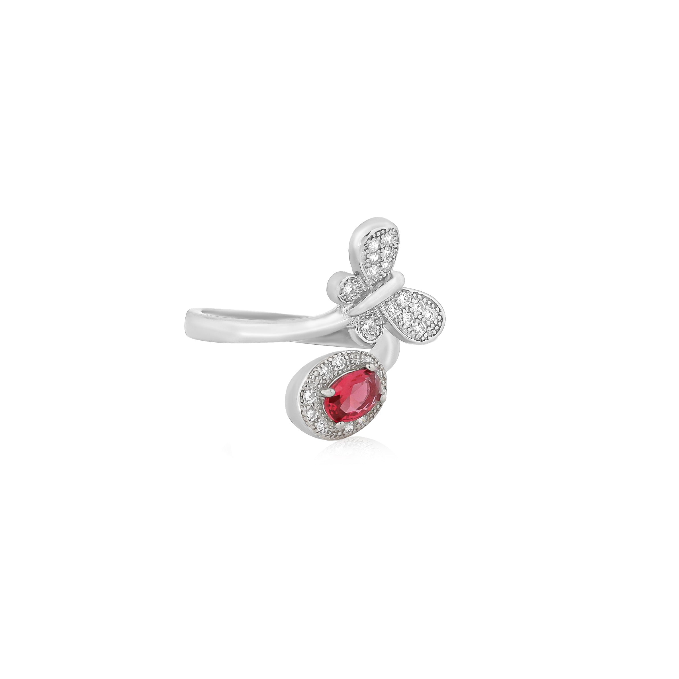 Crimson Flutter Butterfly Ring