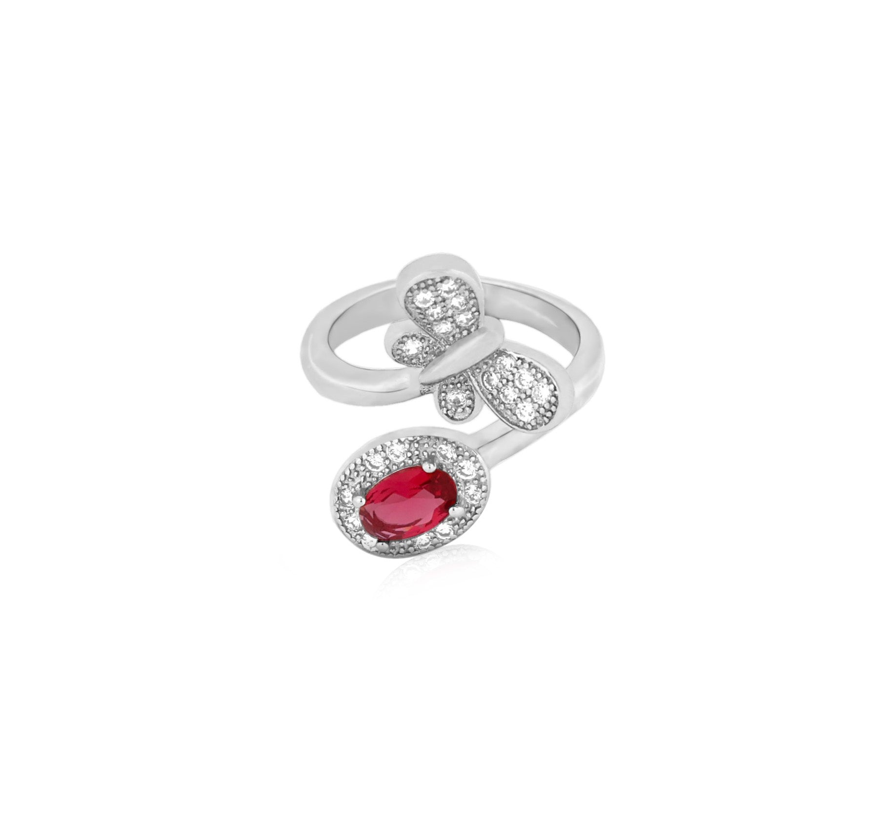 Crimson Flutter Butterfly Ring