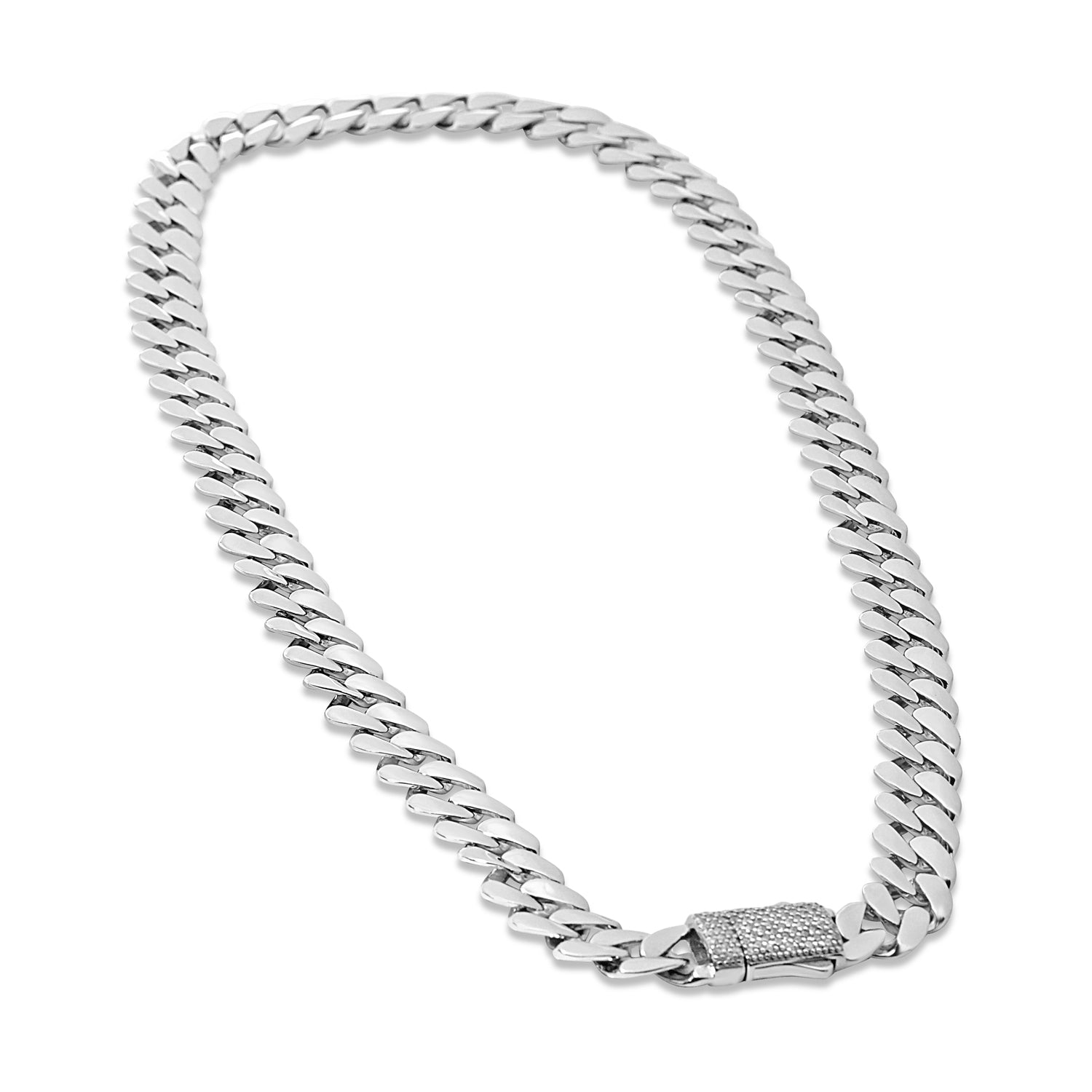 Iced Lock Silver Cuban Chain