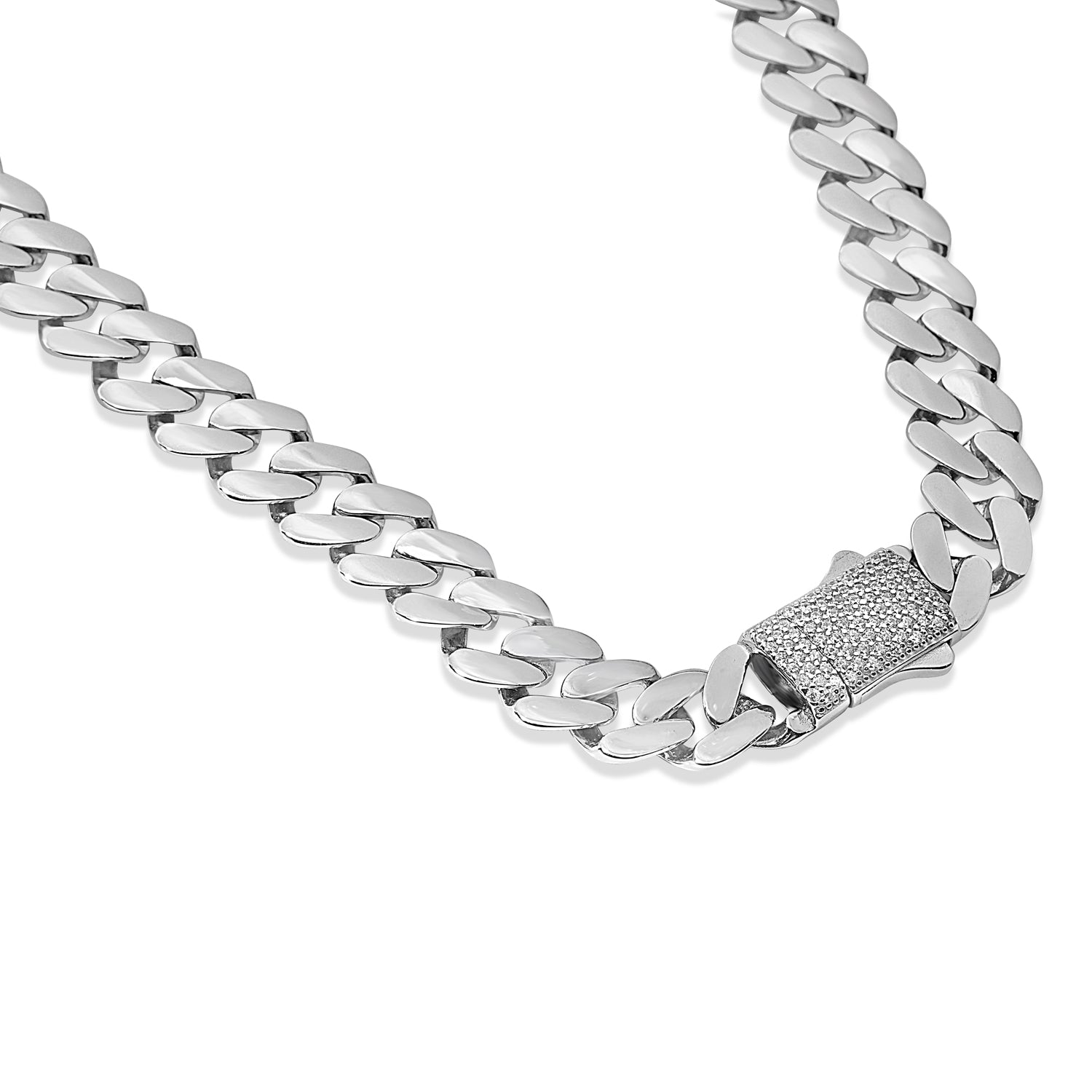 Iced Lock Silver Cuban Chain