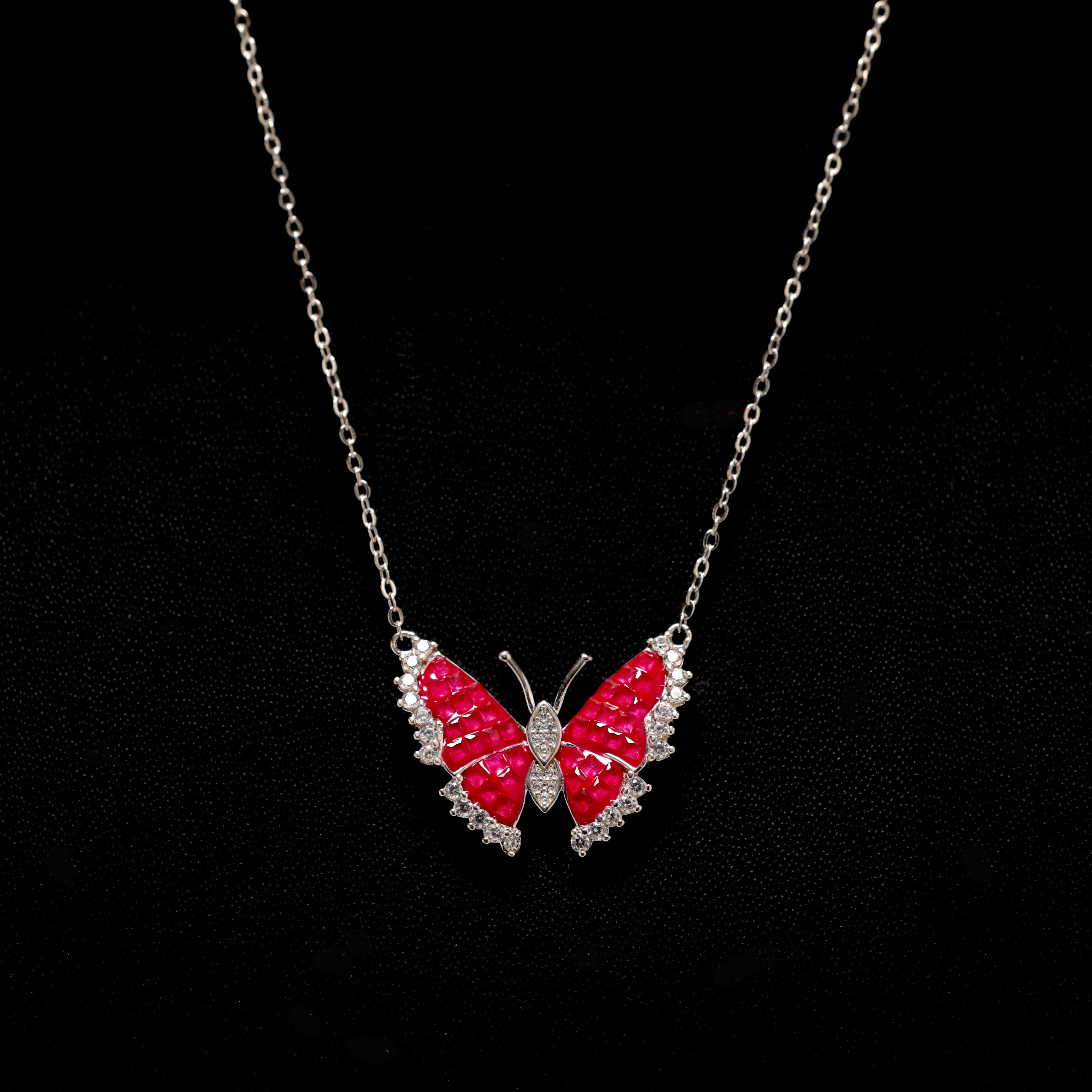 Invisible Pink Butterfly Necklace