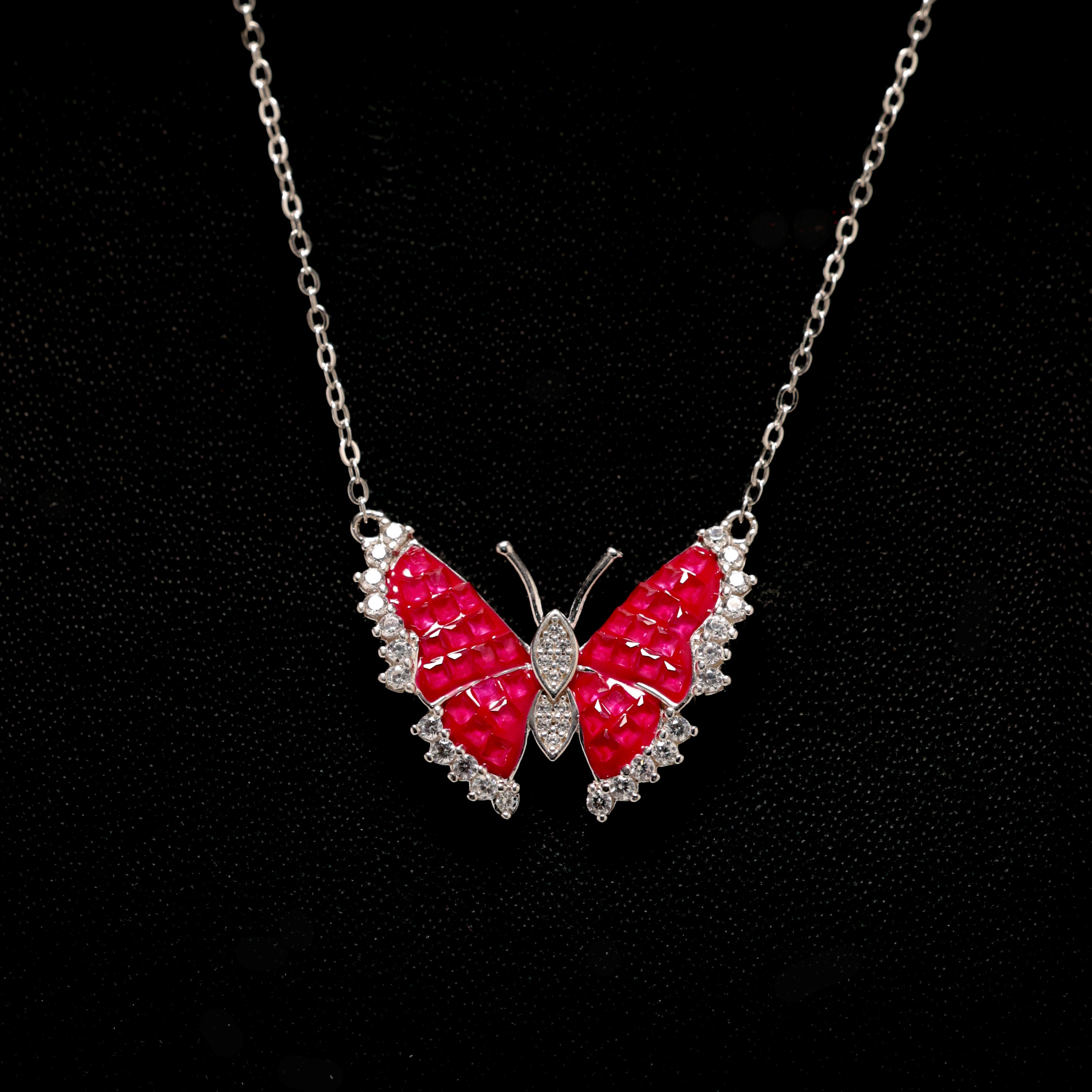 Invisible Pink Butterfly Necklace