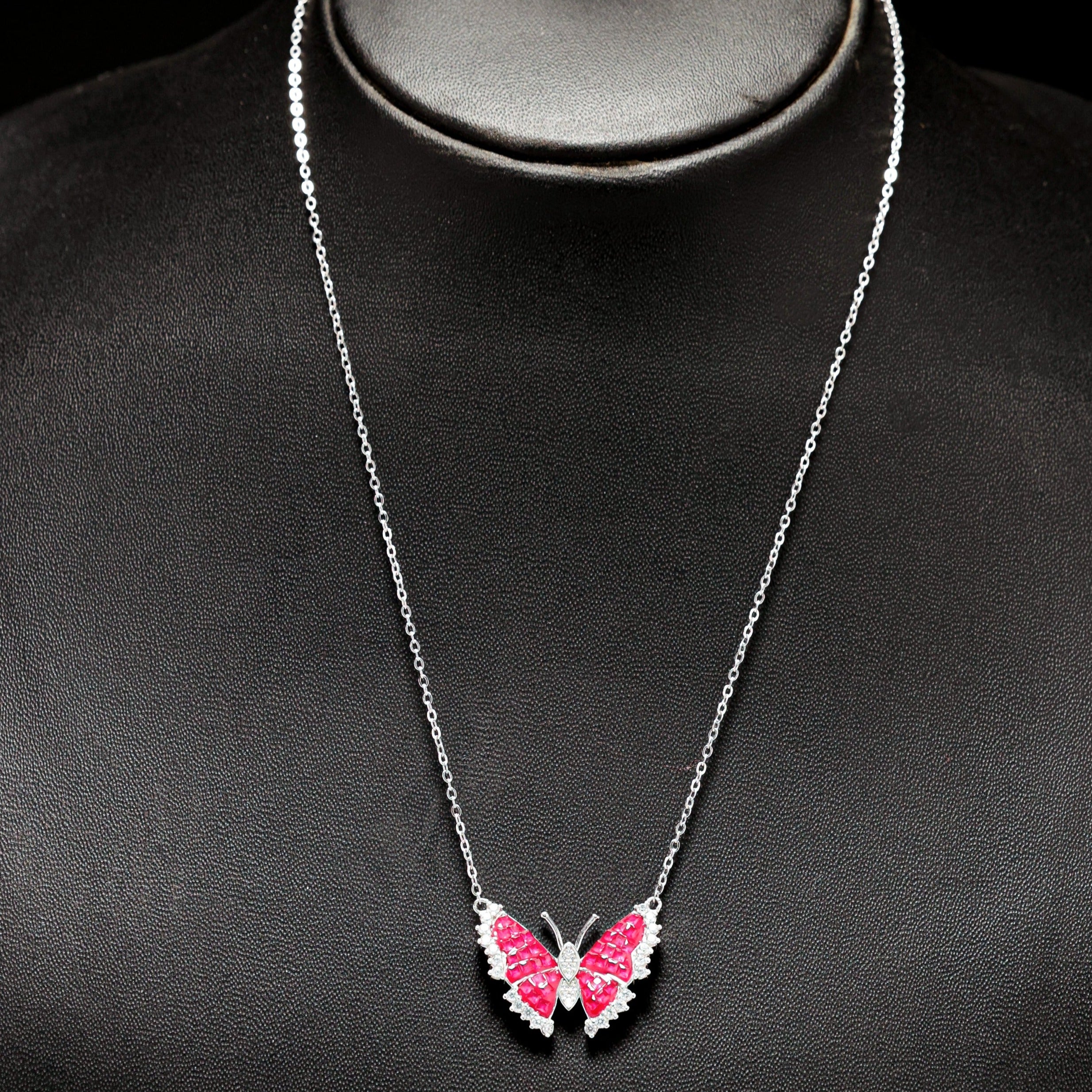 Invisible Pink Butterfly Necklace