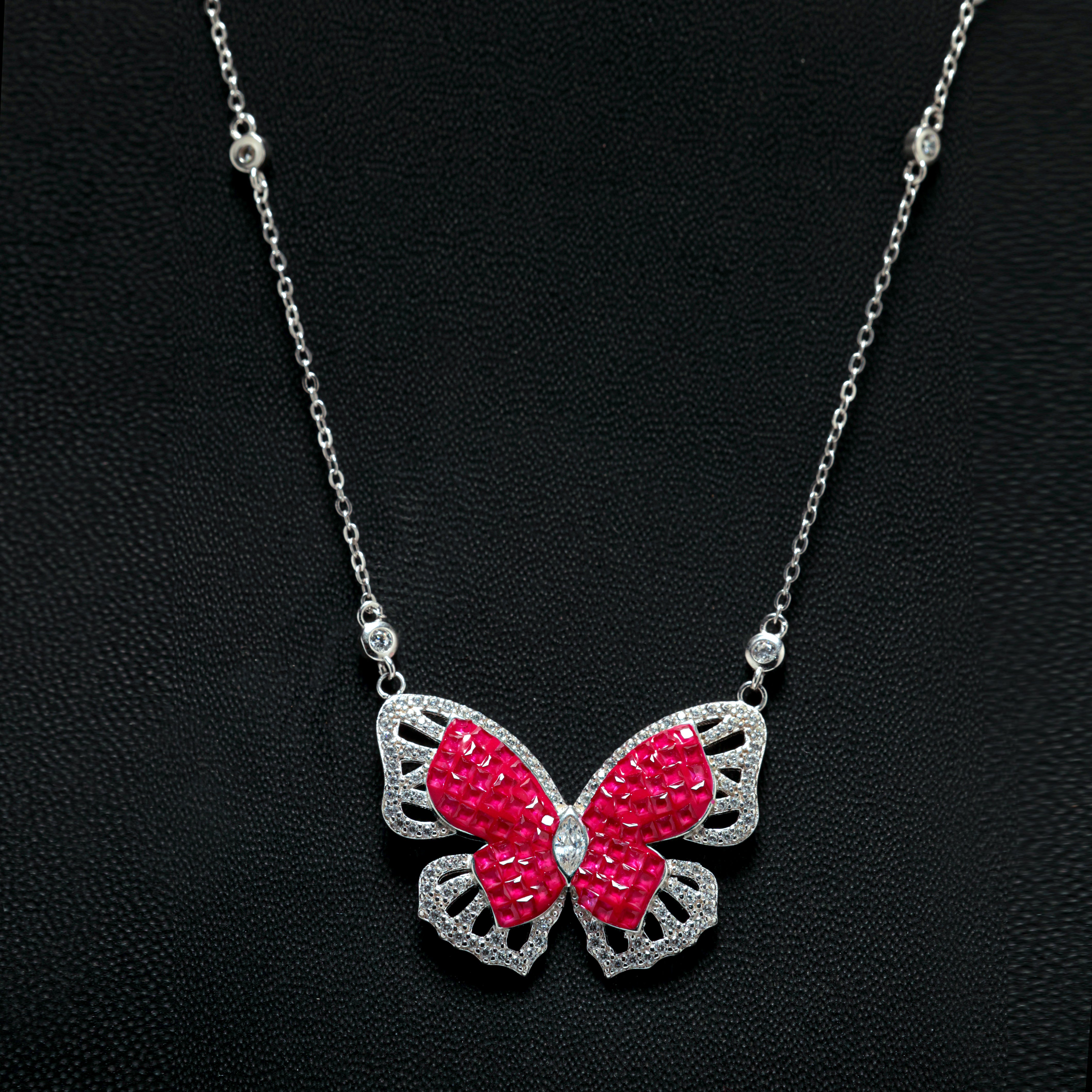 Mighty Pink Butterfly Necklace