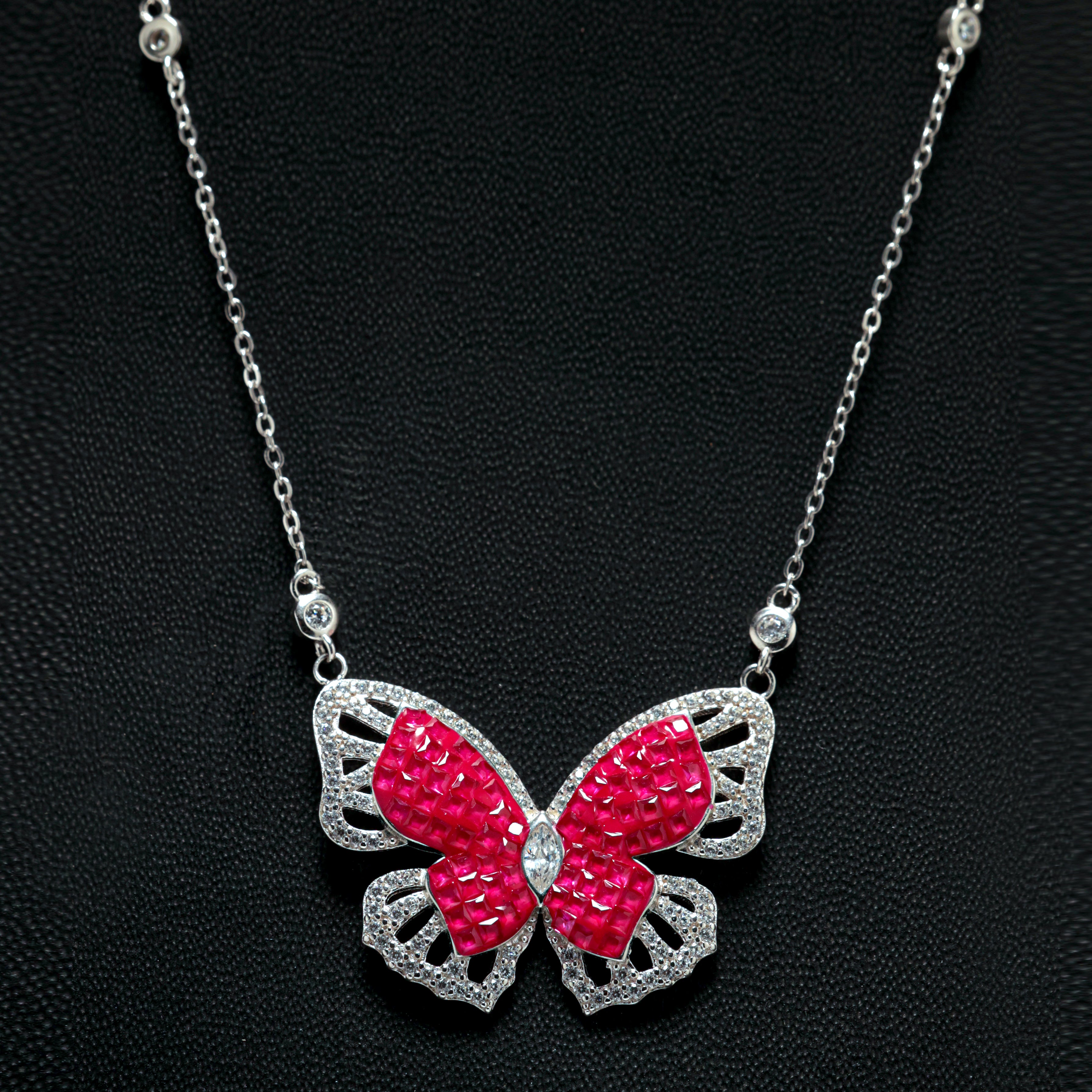 Mighty Pink Butterfly Necklace