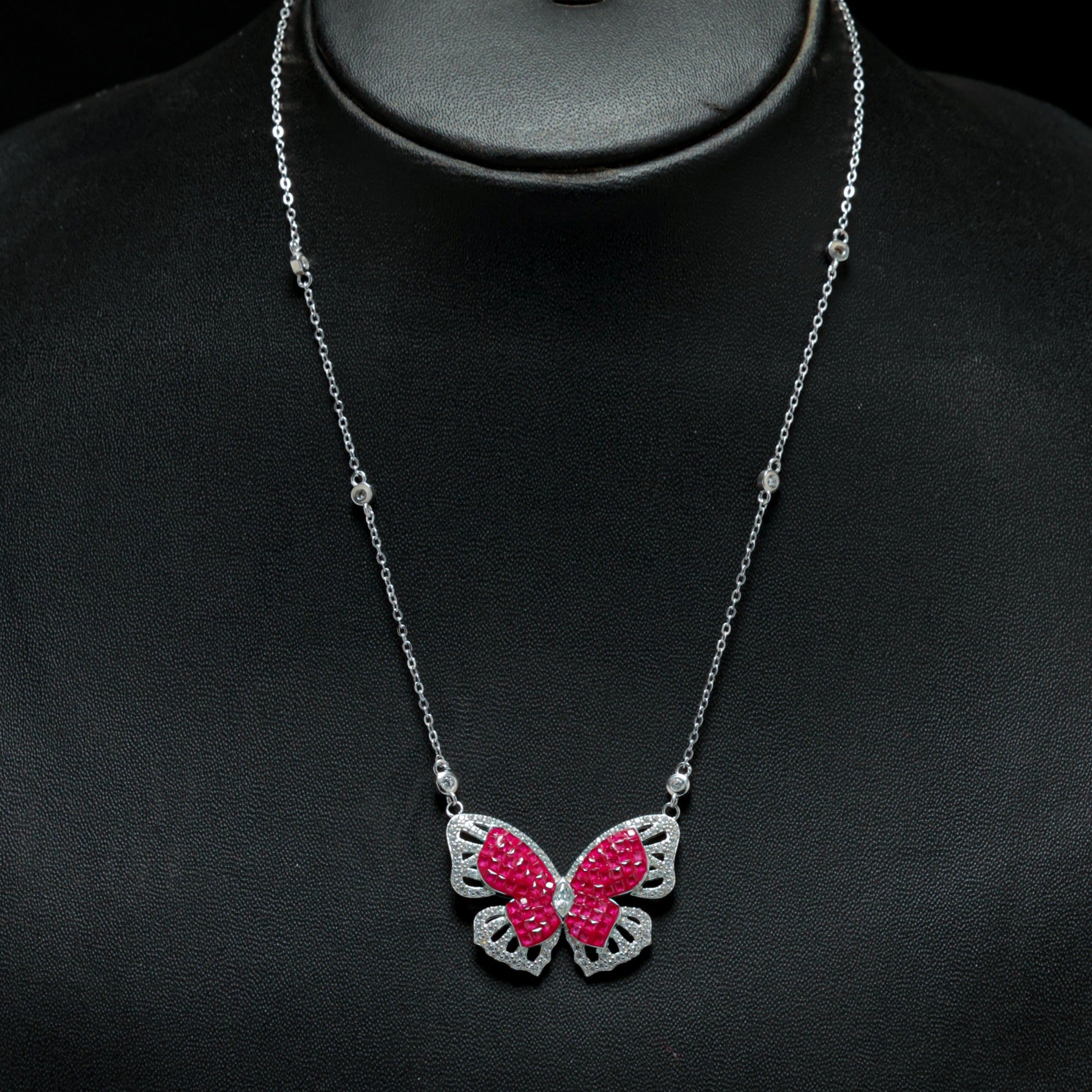 Mighty Pink Butterfly Necklace