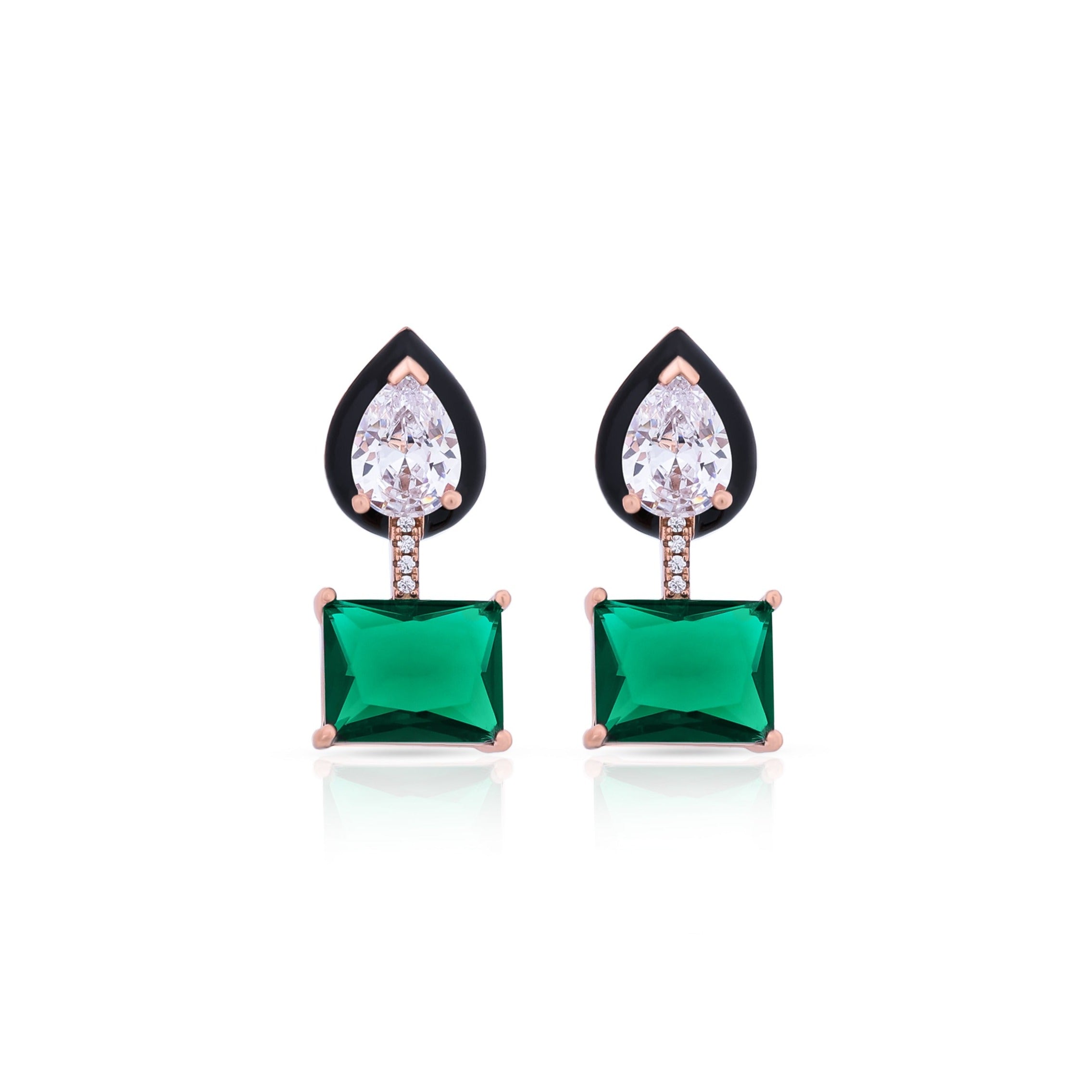 Rosegold Obsidian Green Elegance Earring