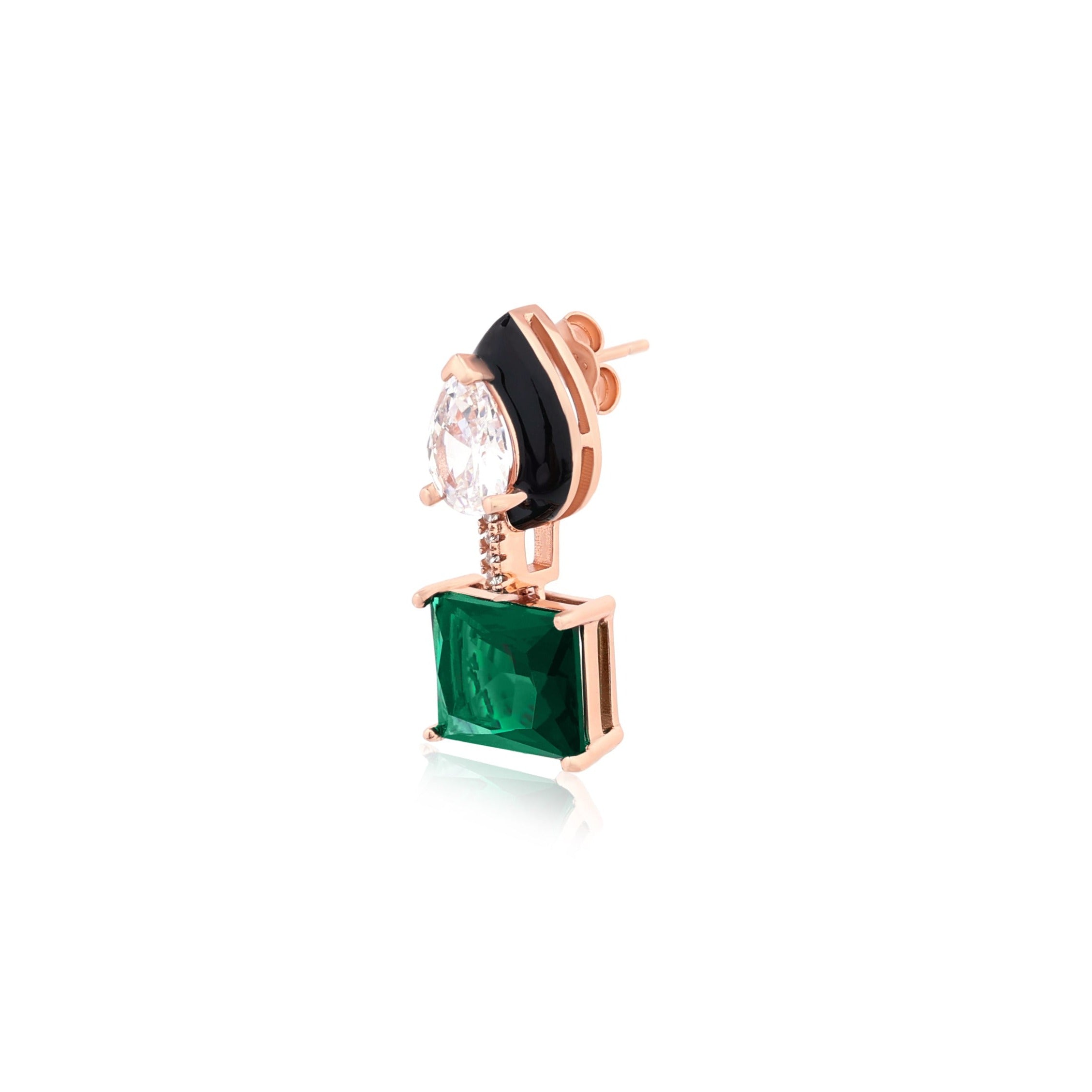 Rosegold Obsidian Green Elegance Earring