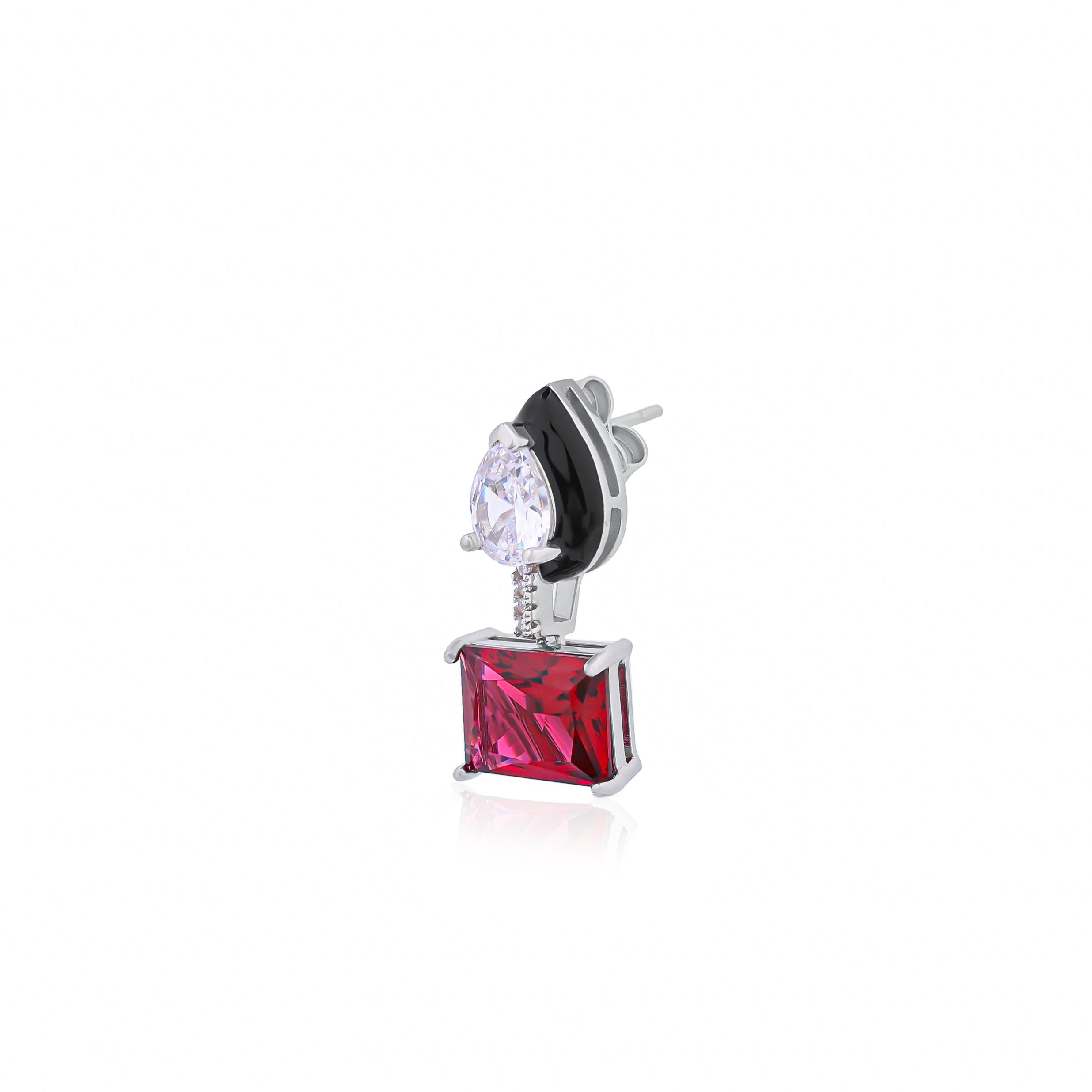 Obsidian Crimson Elegance Earring