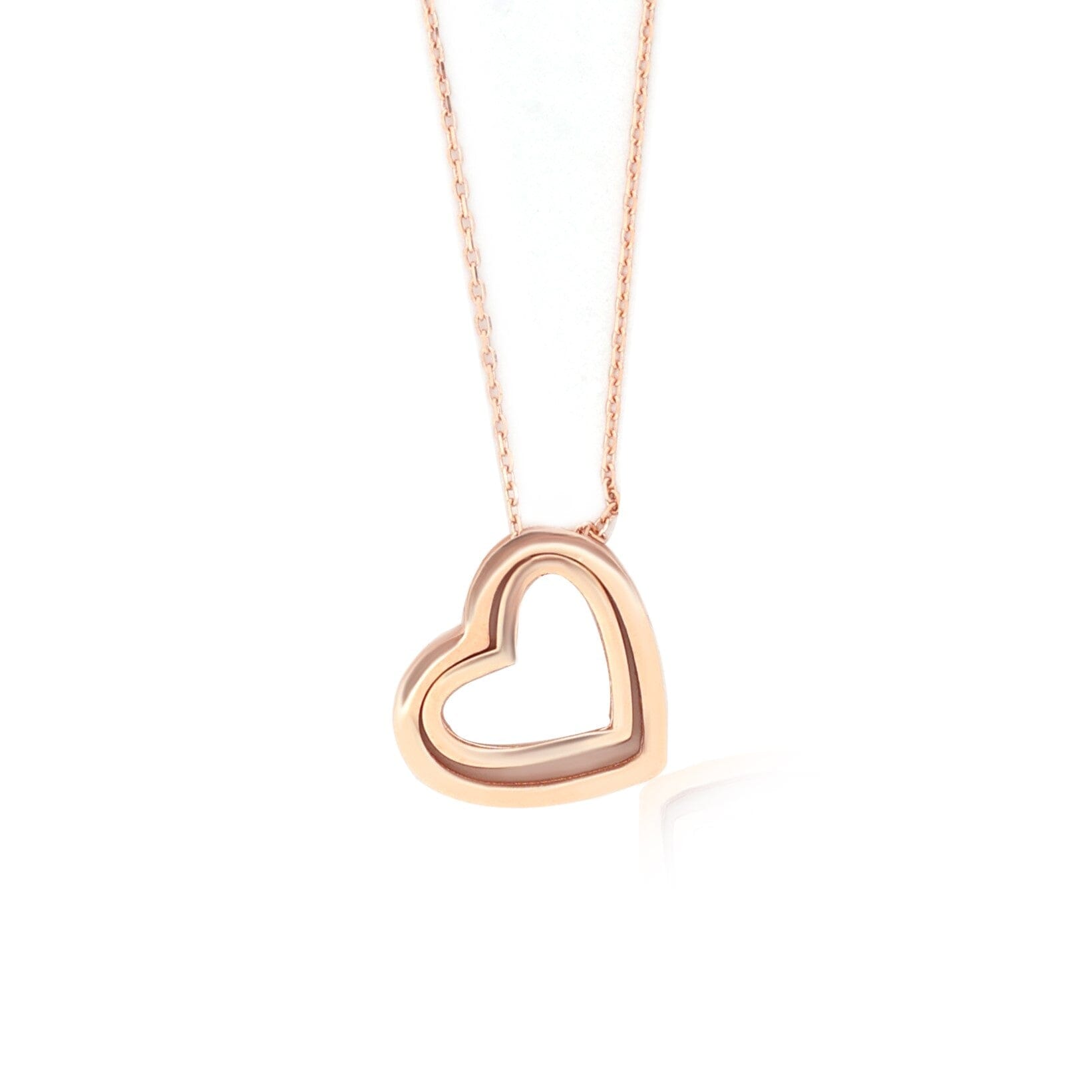 Minimal Rose Gold Nested Hearts Necklace Shreedevi Jewellers 