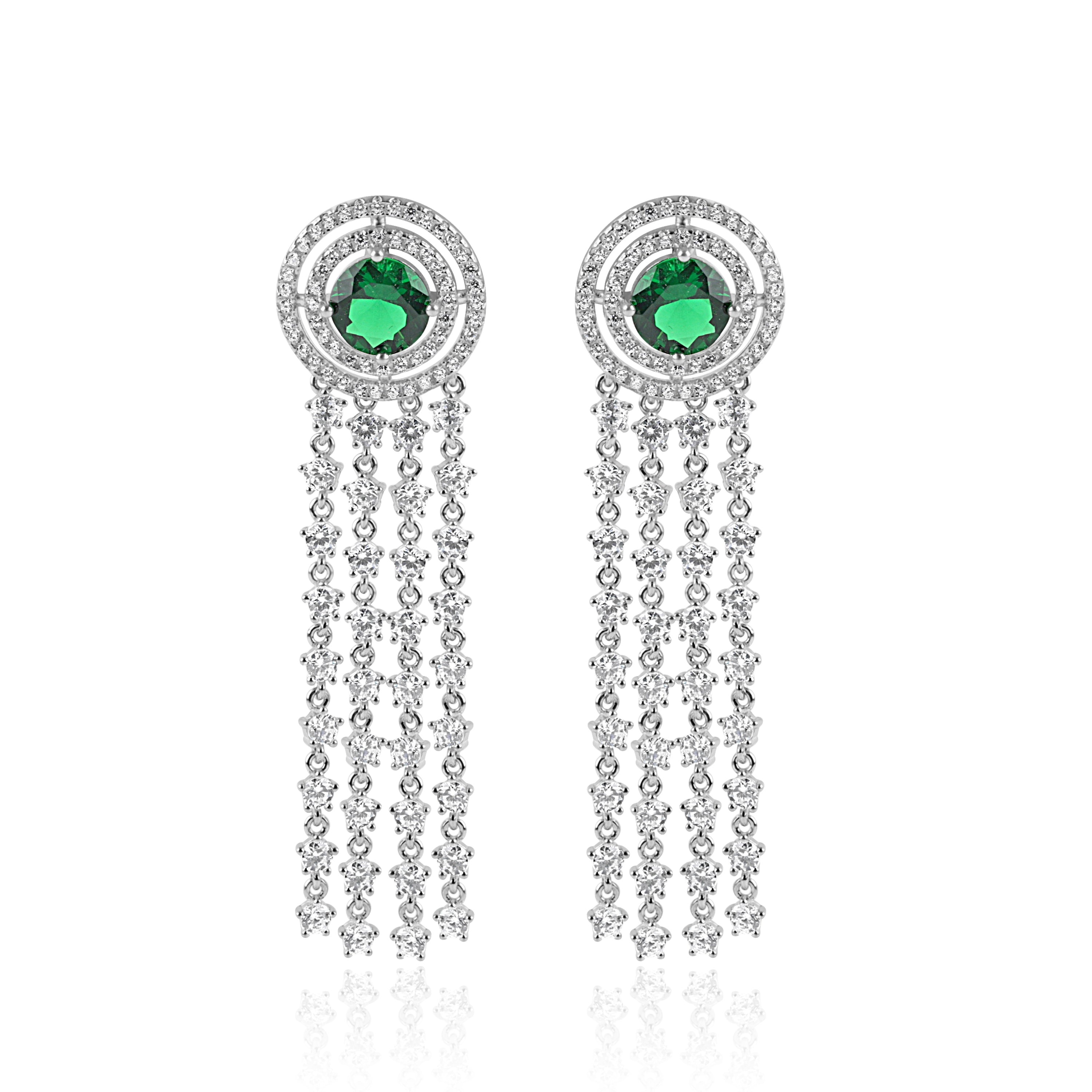 Radiant Circle CZ Drop Earrings