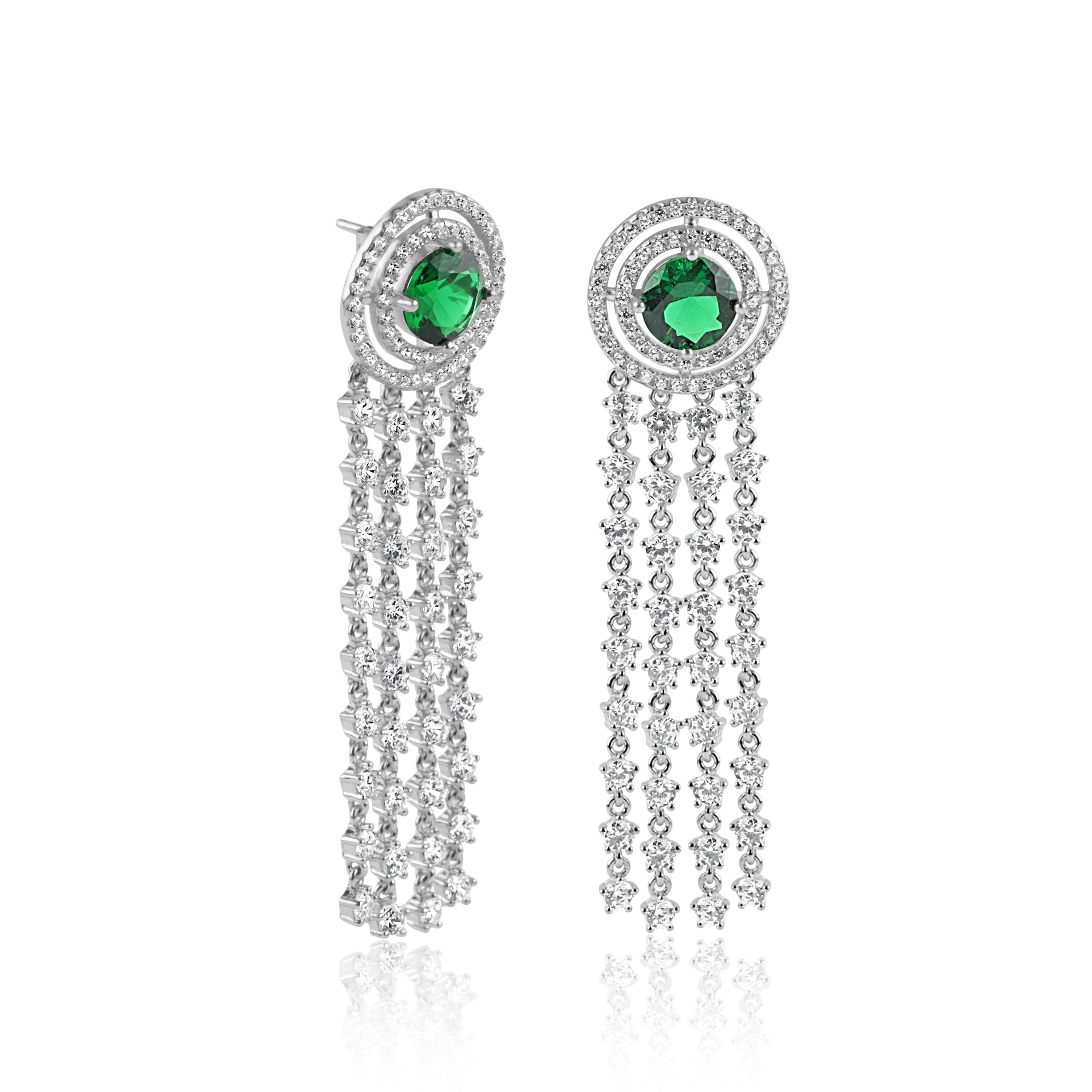 Radiant Circle CZ Drop Earrings