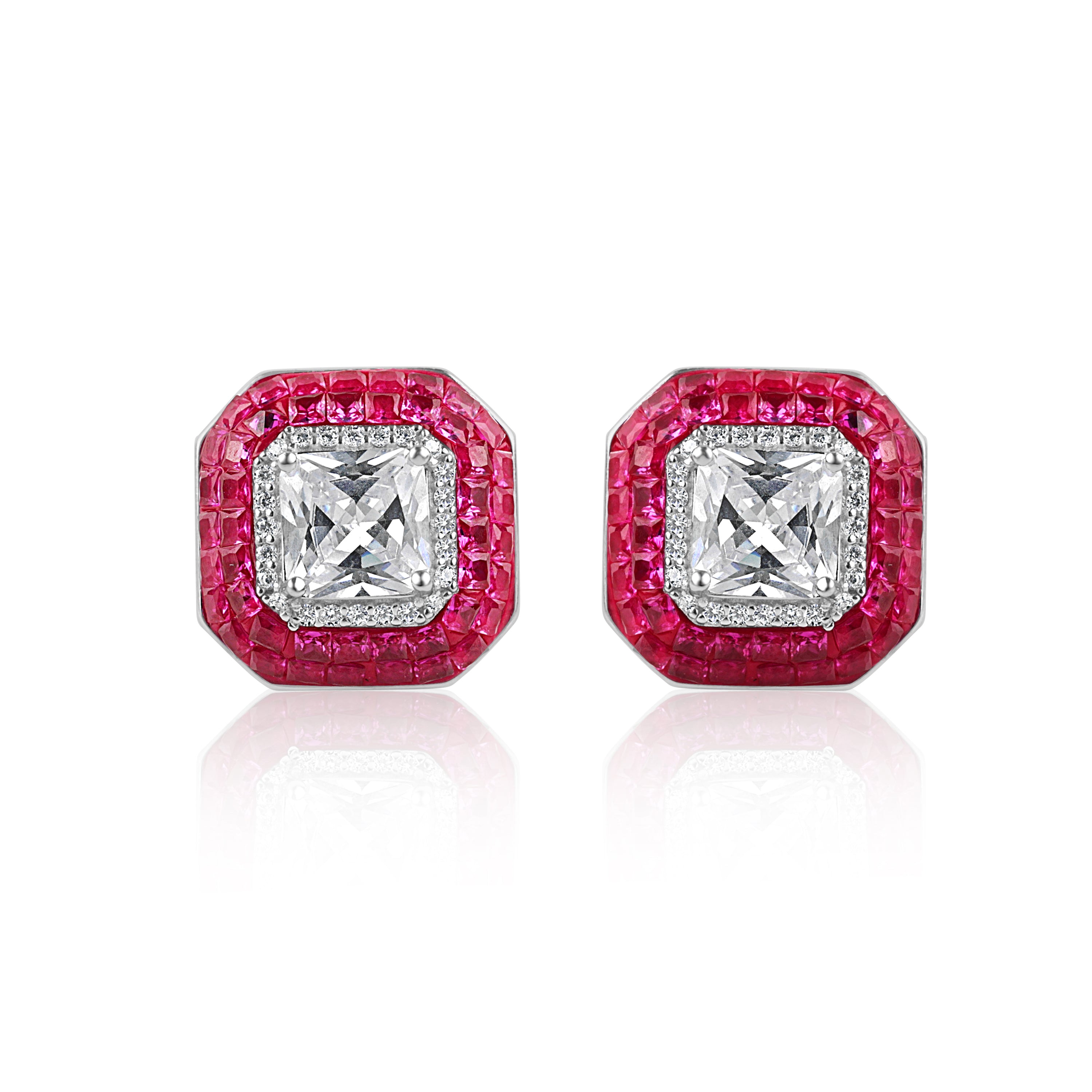 Pink Prism Solitaire Stud Earrings