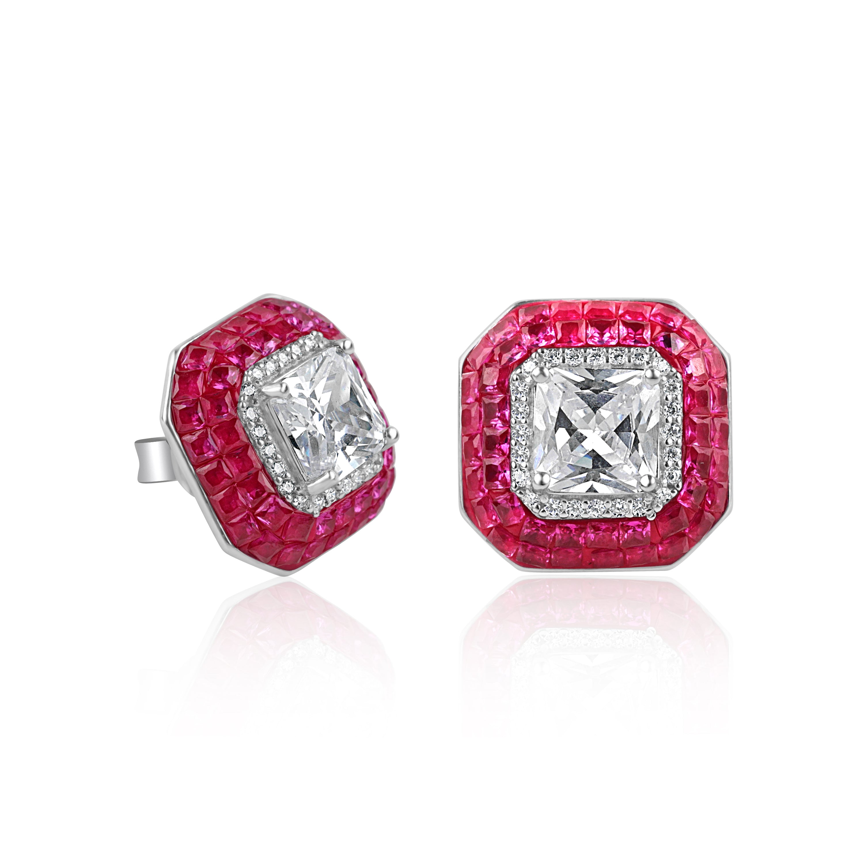 Pink Prism Solitaire Stud Earrings