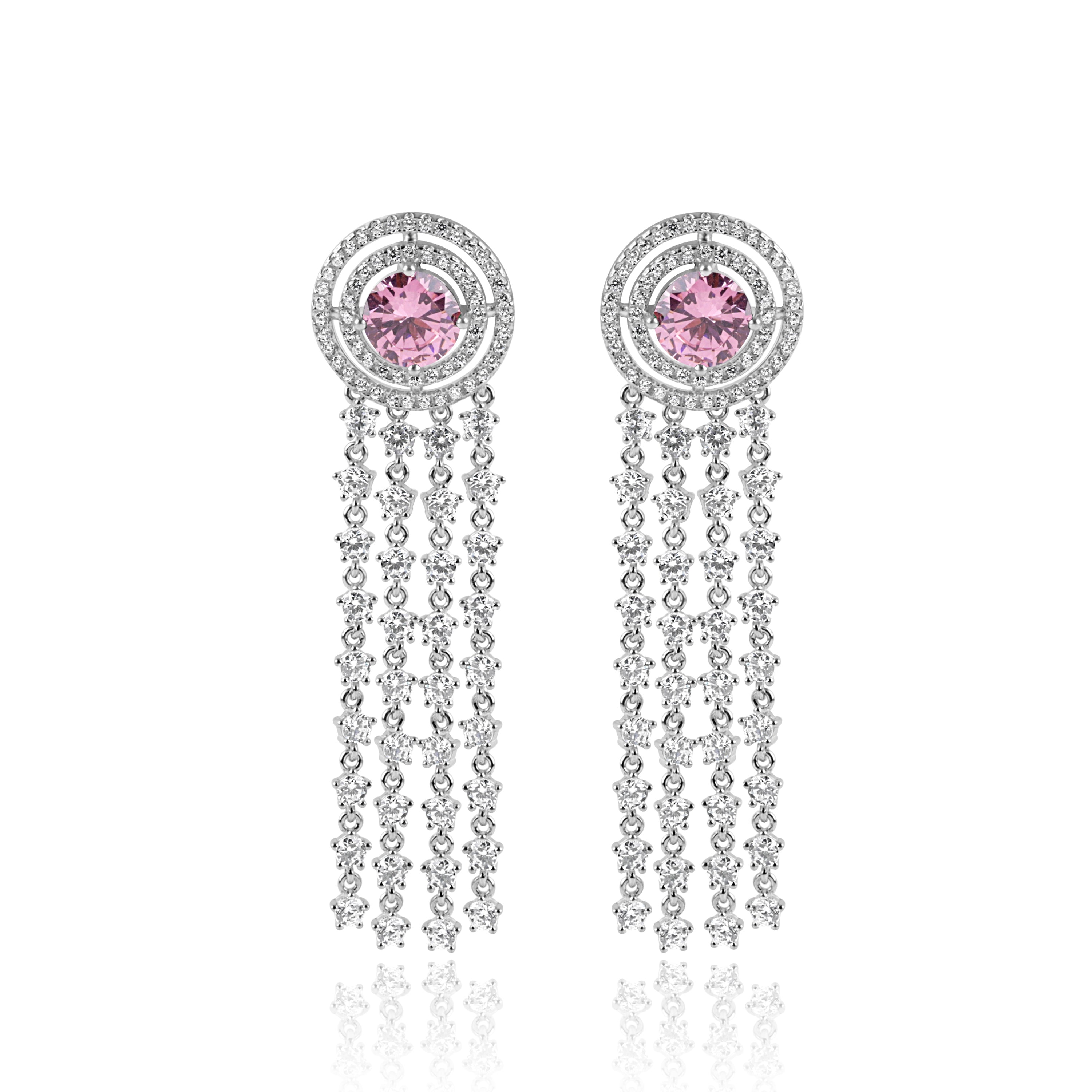 Radiant Circle CZ Drop Earrings