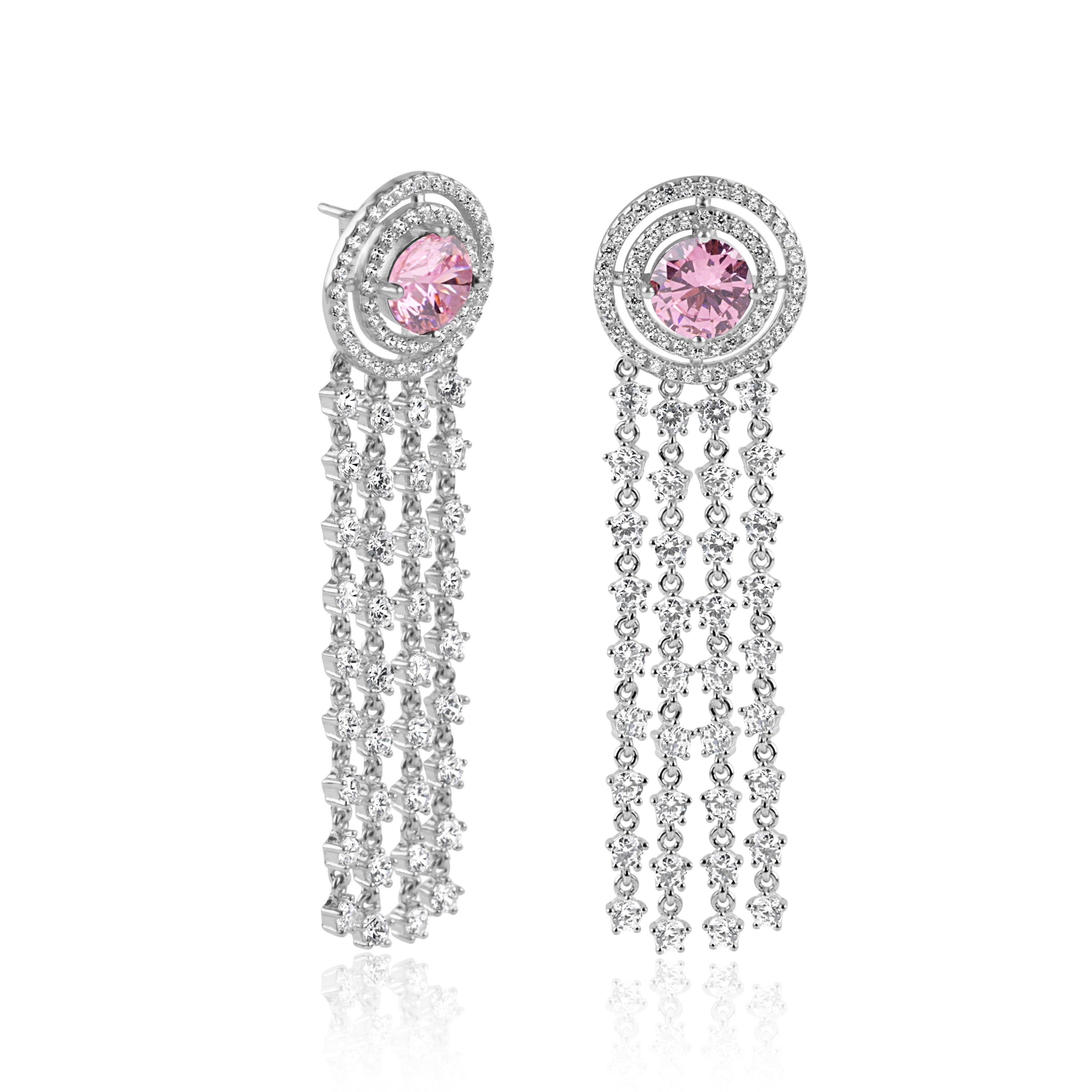 Radiant Circle CZ Drop Earrings