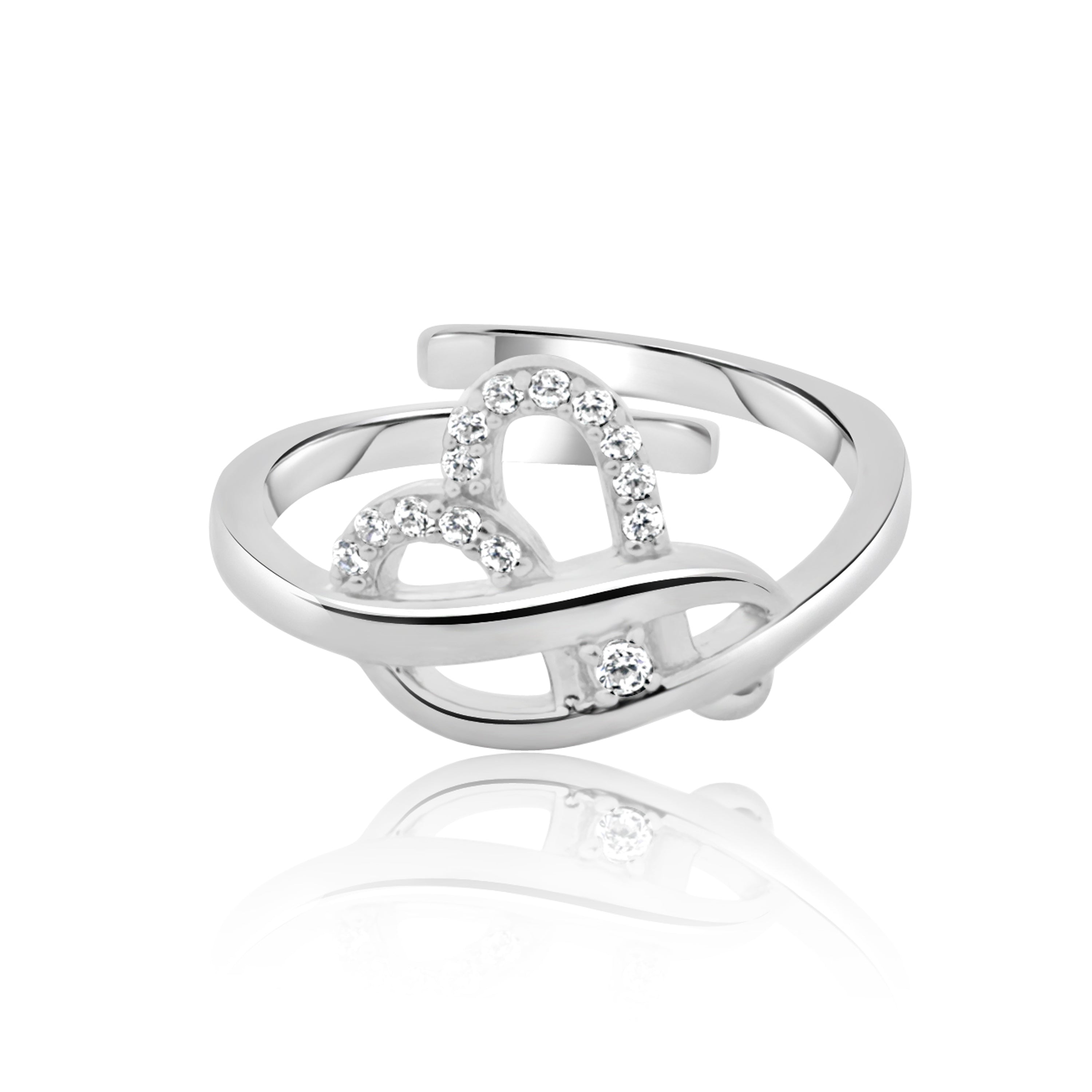 Fluttering Heart Silver Ring