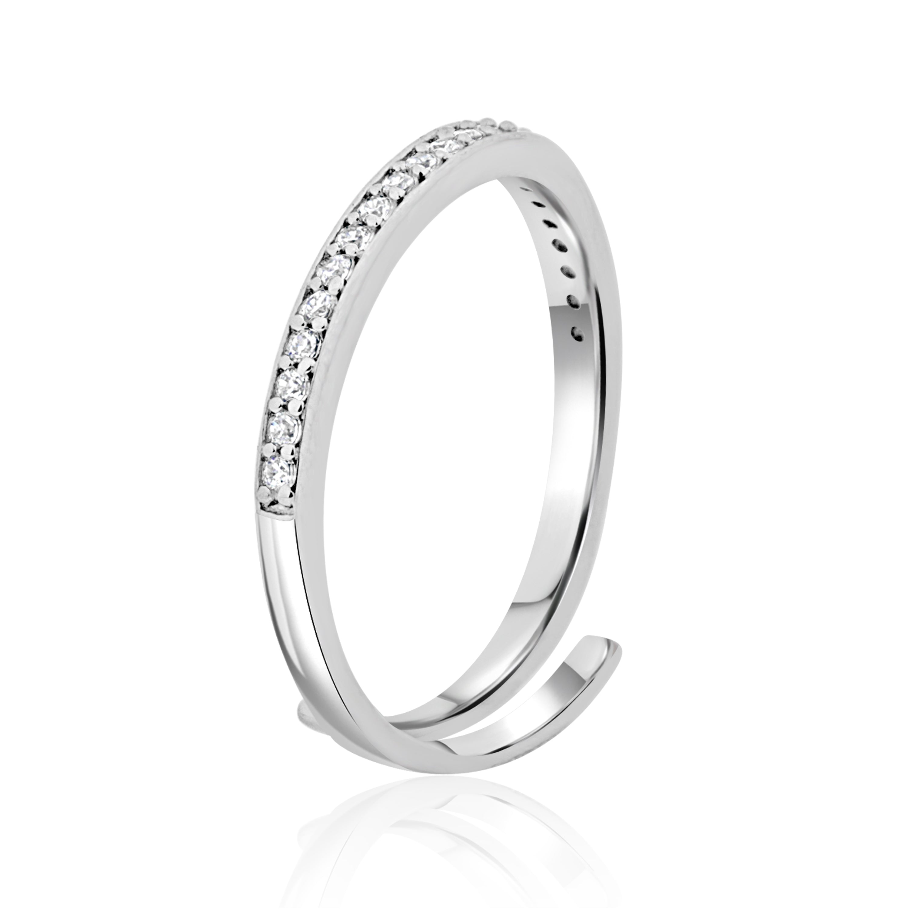 Sparkle single Line Silver Ring 925 sterling silver ring women by shreedevi jewellers