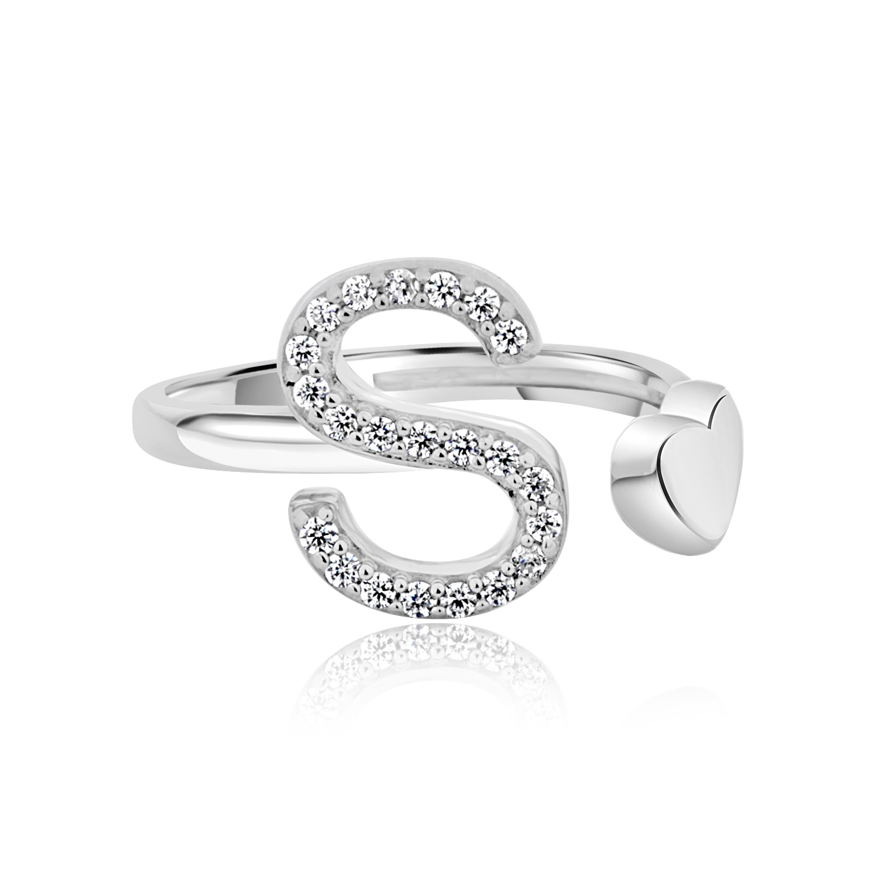 S Letter Heart Ring