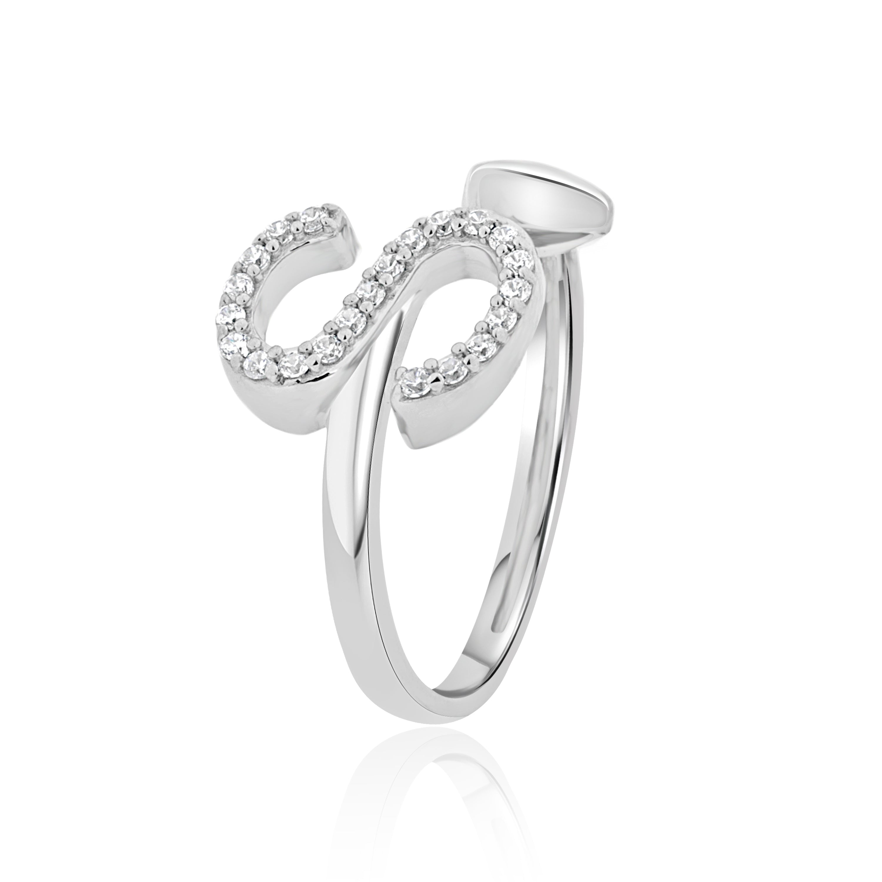 S Letter Heart Ring