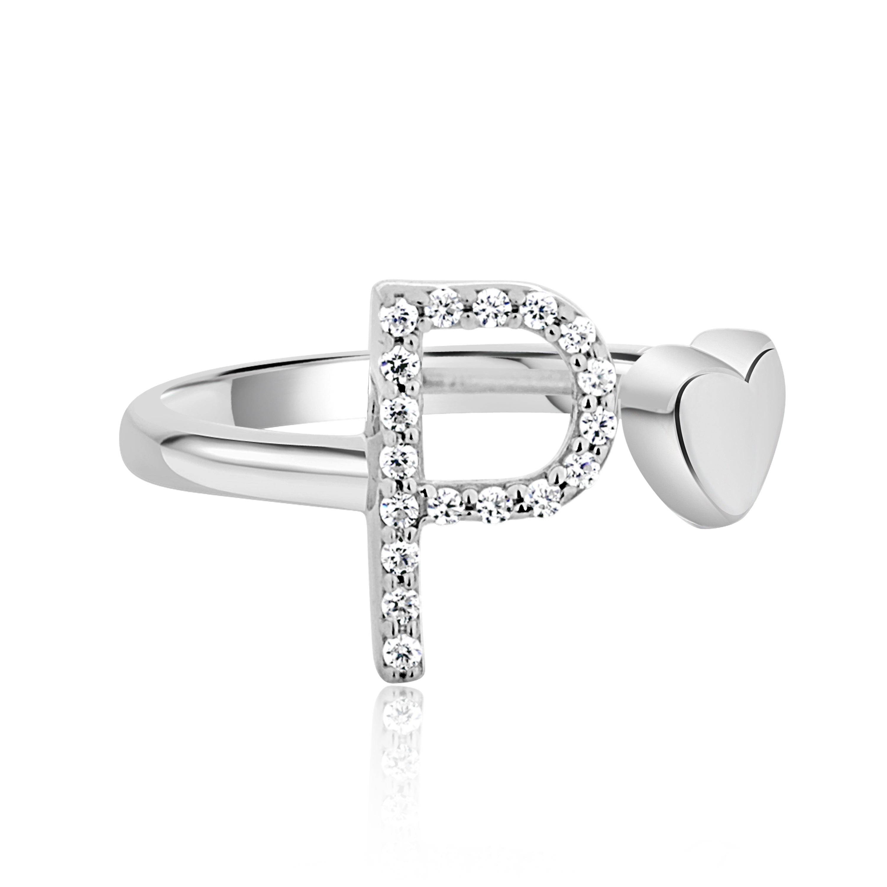 P Letter Heart Ring