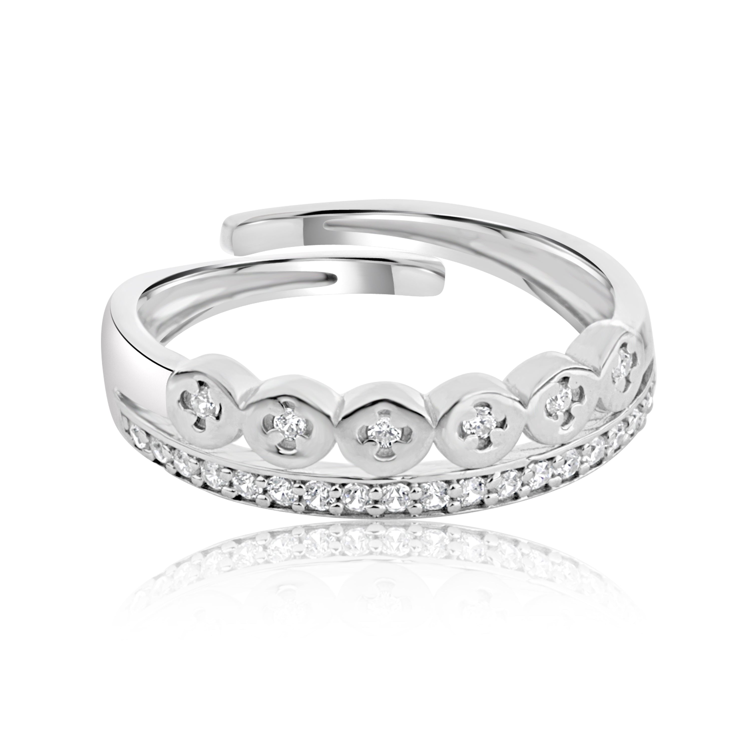 Swirling Diamond Silver Ring