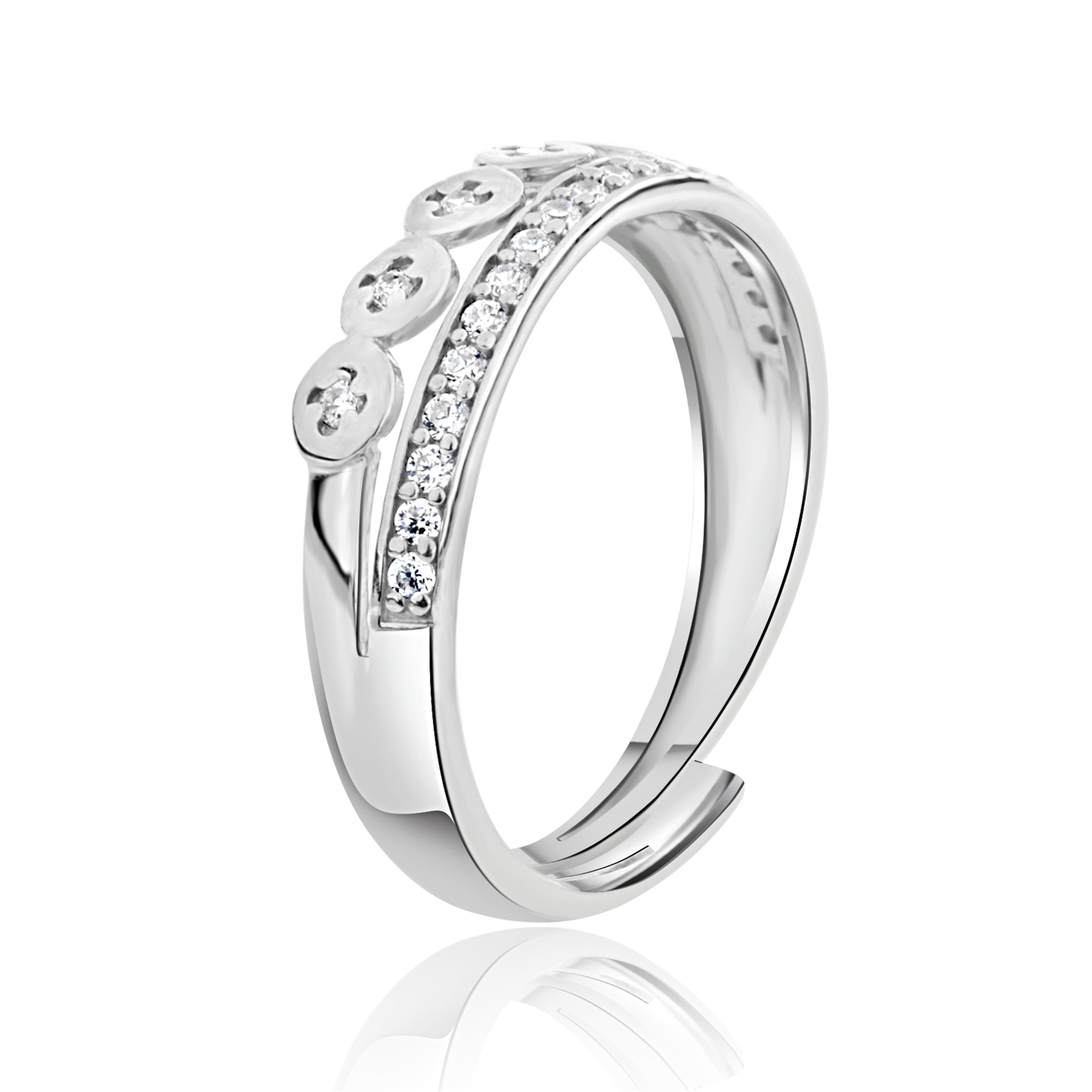 Swirling Diamond Silver Ring