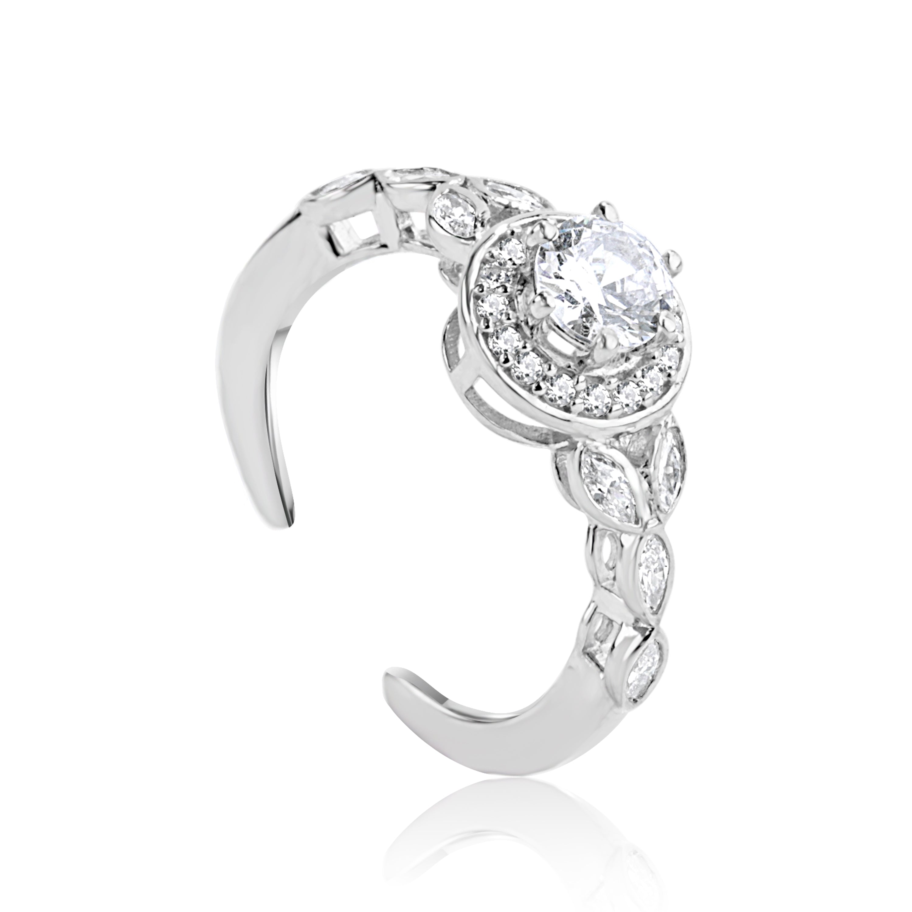 Radiant Solitaire Silver Ring
