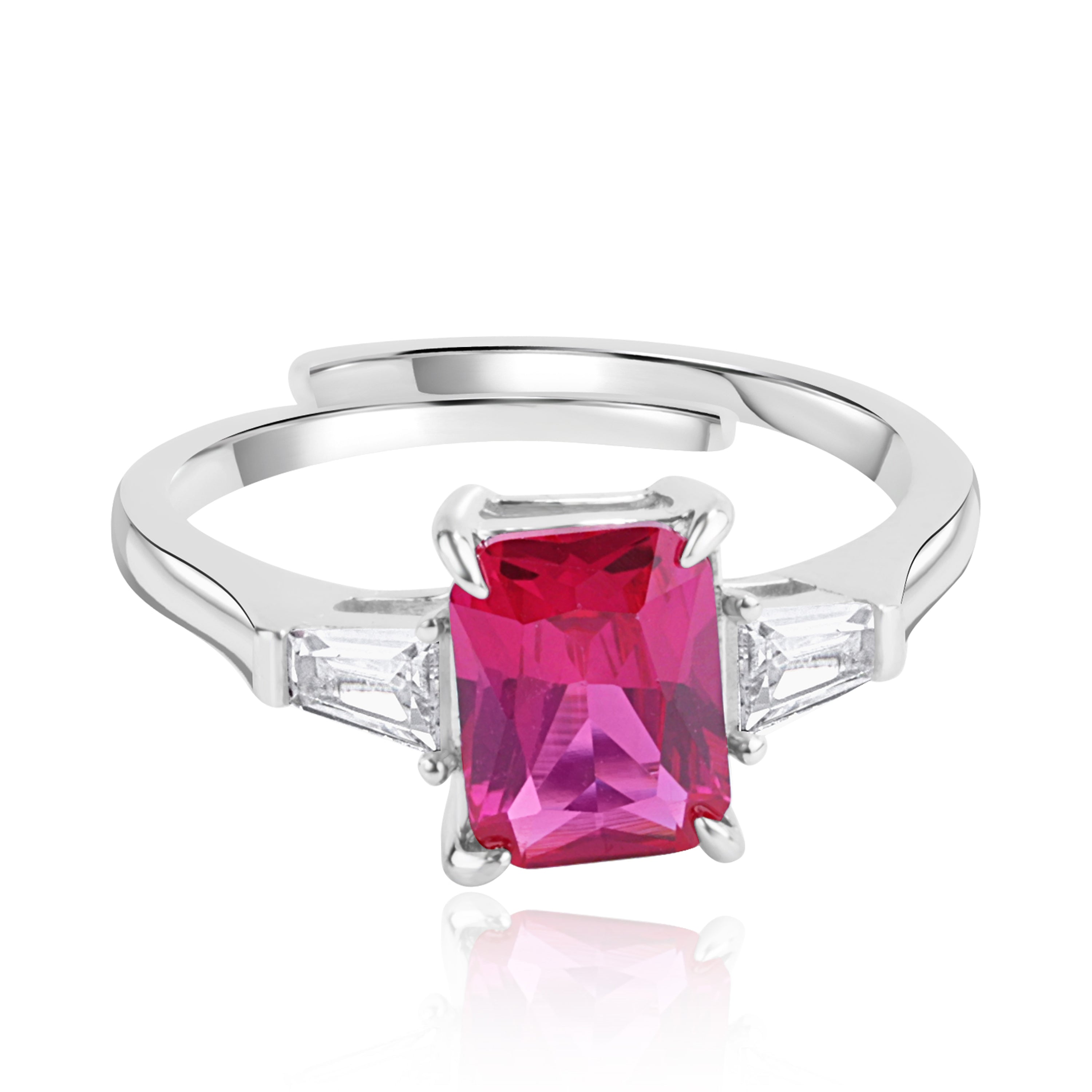 Crimson Trinity Silver Ring