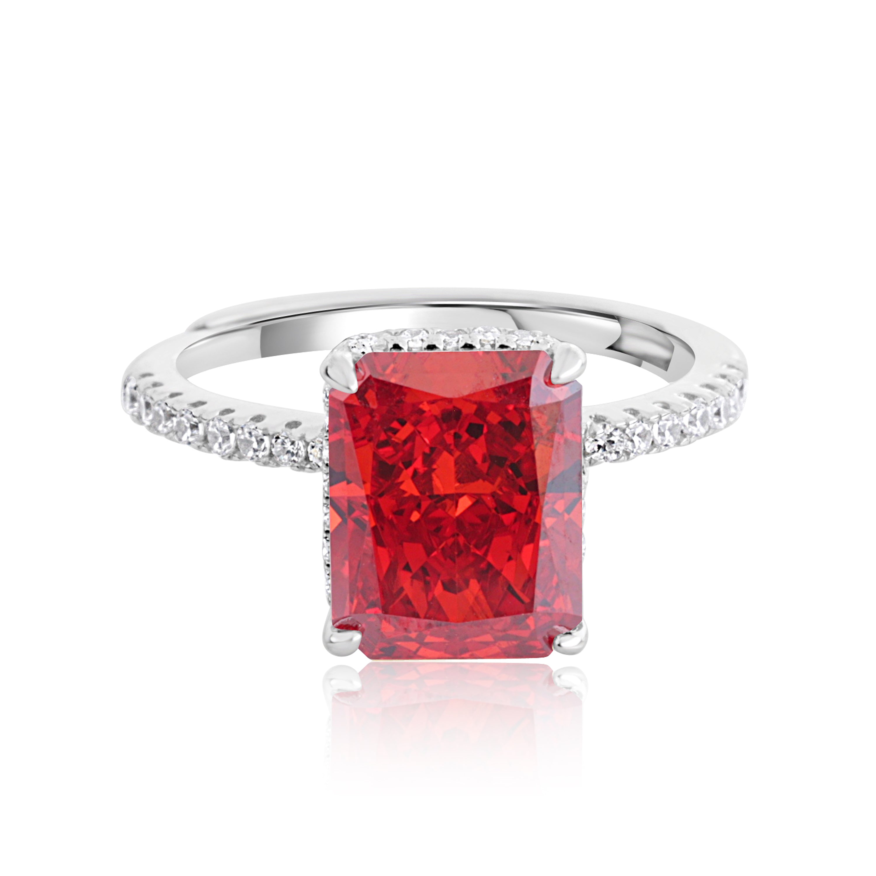 Crimson Splendor Silver Ring