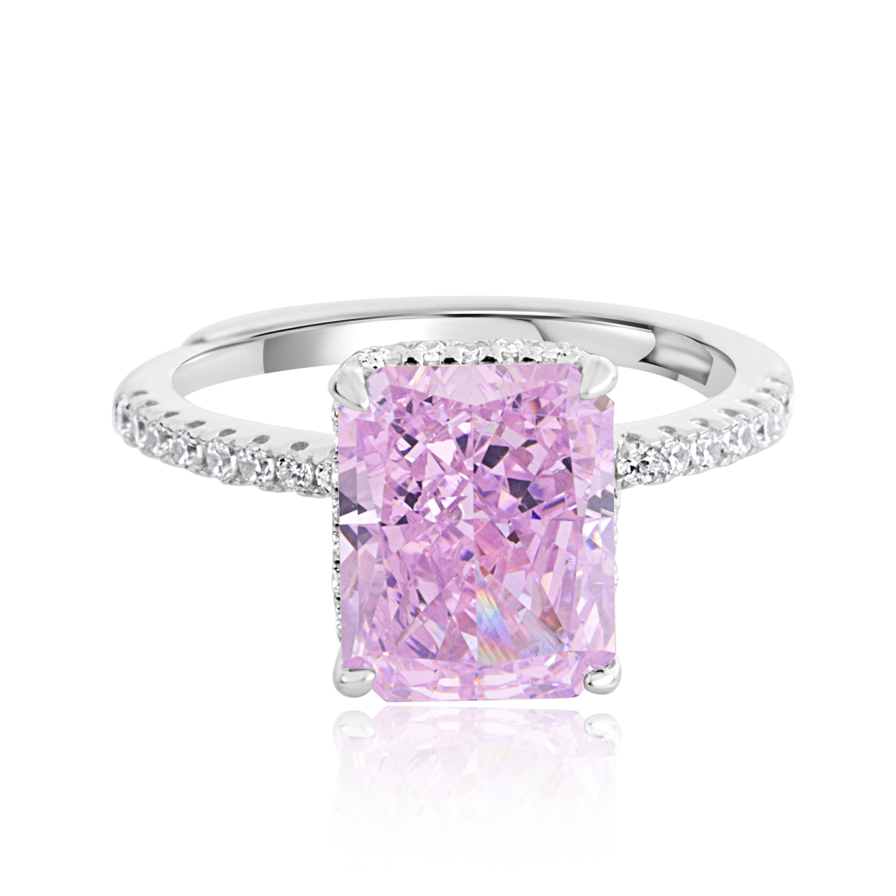Pink-Petal Splendor Silver Ring