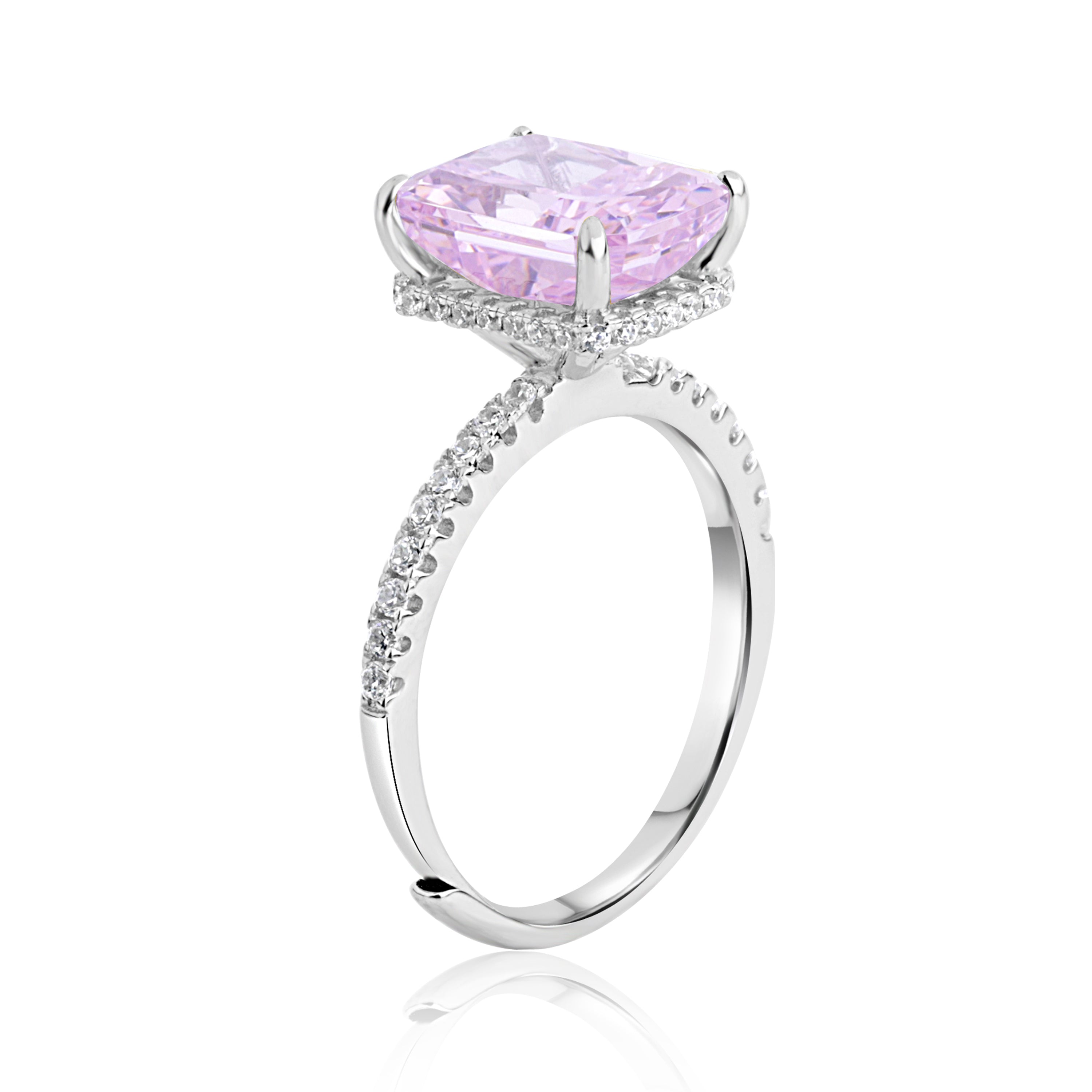Pink-Petal Splendor Silver Ring