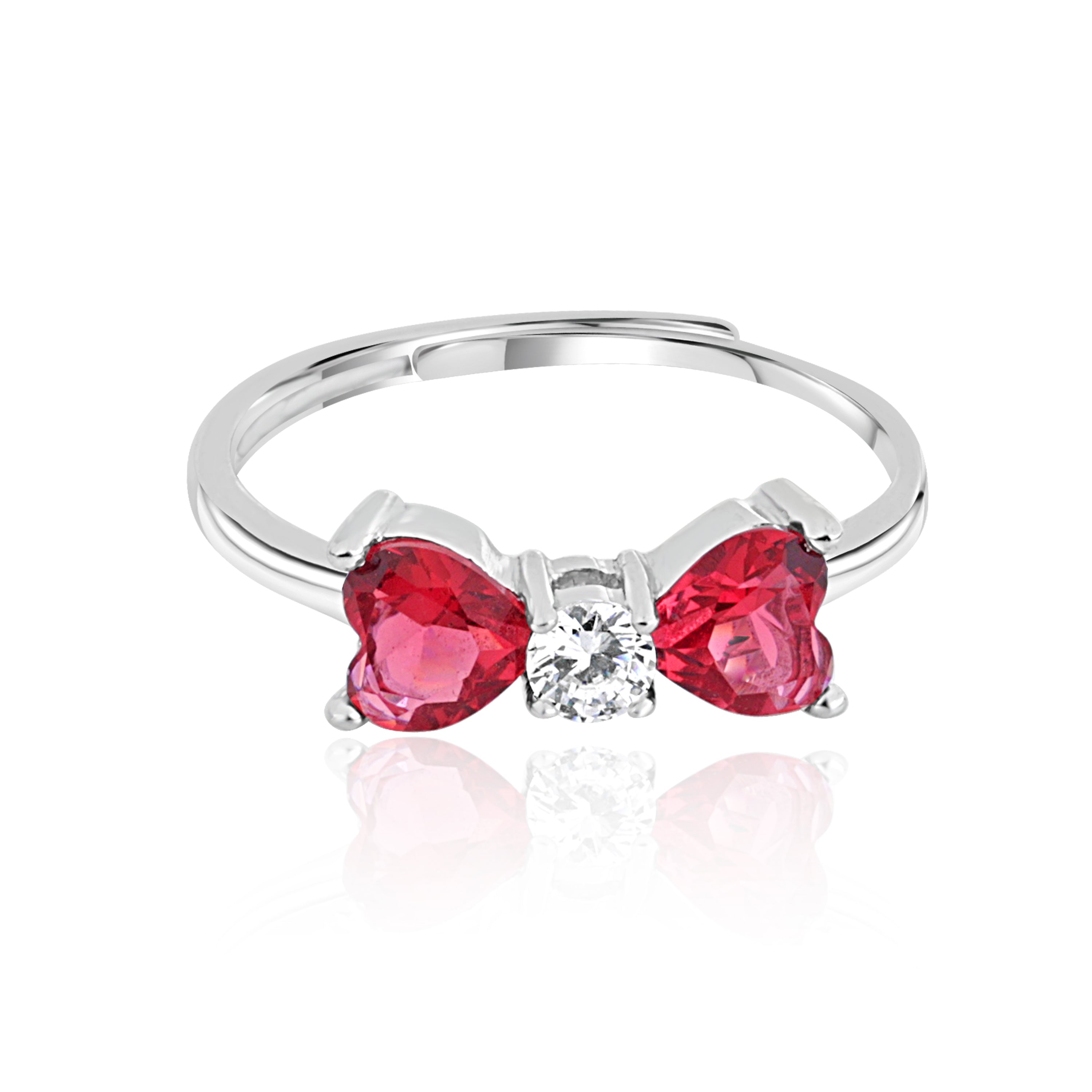 Ruby Heart Bow Ring