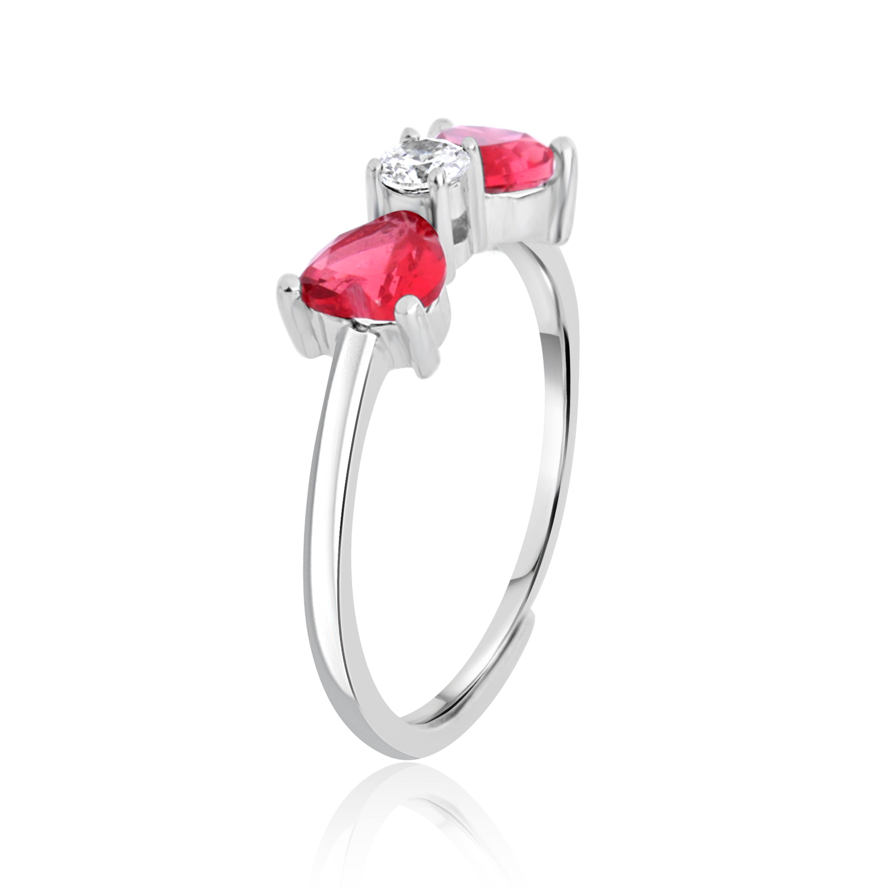 Ruby Heart Bow Ring