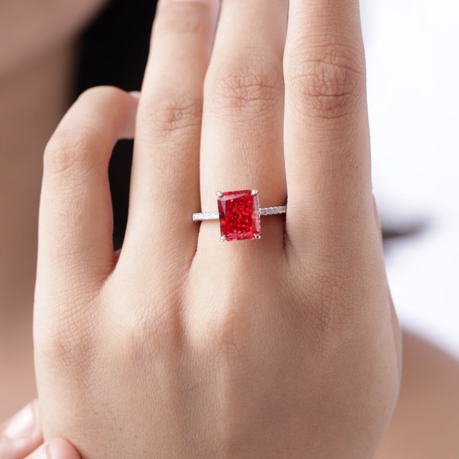 Crimson Splendor Silver Ring