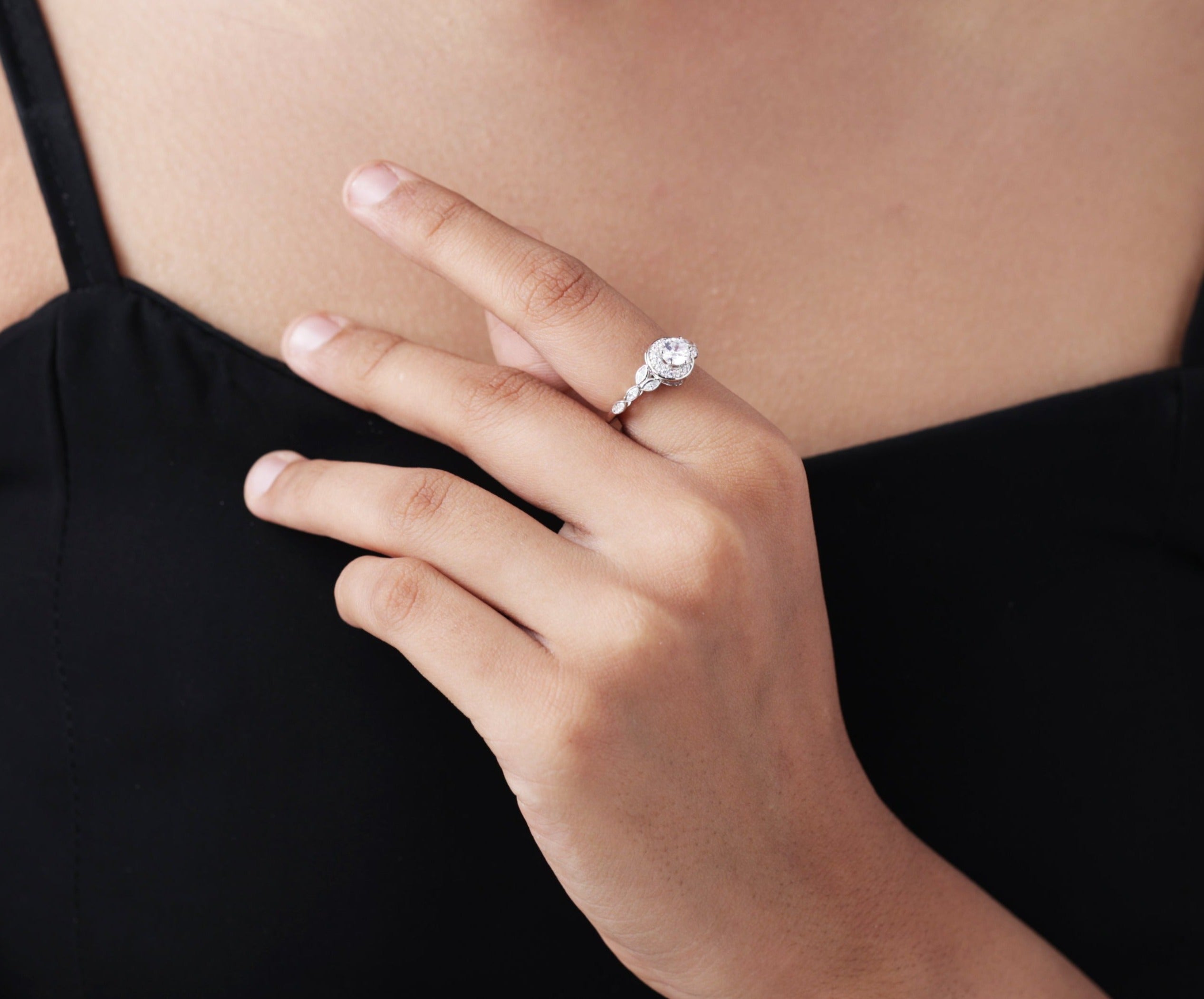 Radiant Solitaire Silver Ring