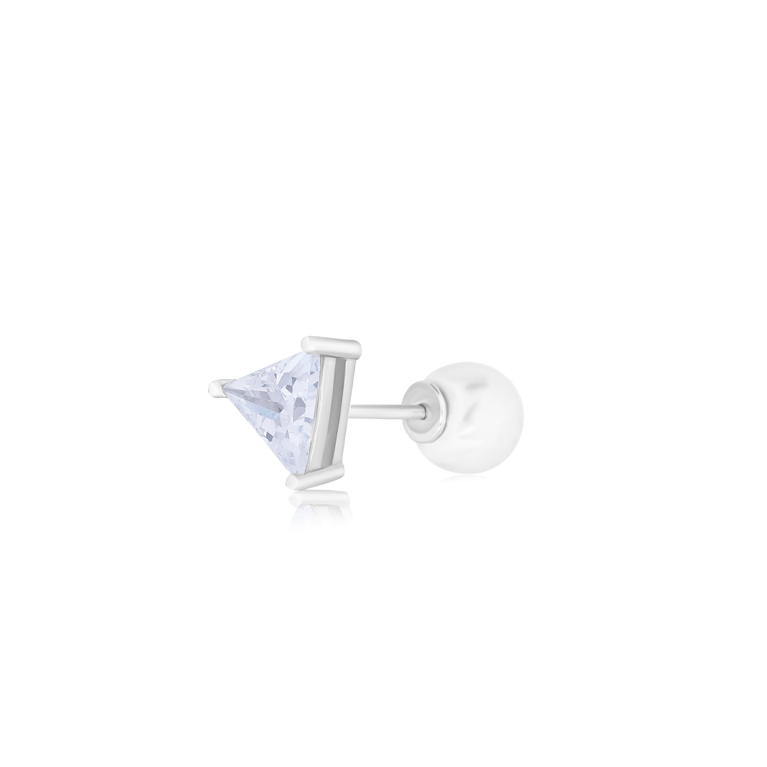 Reversible Triangle Diamond Pearl Earring