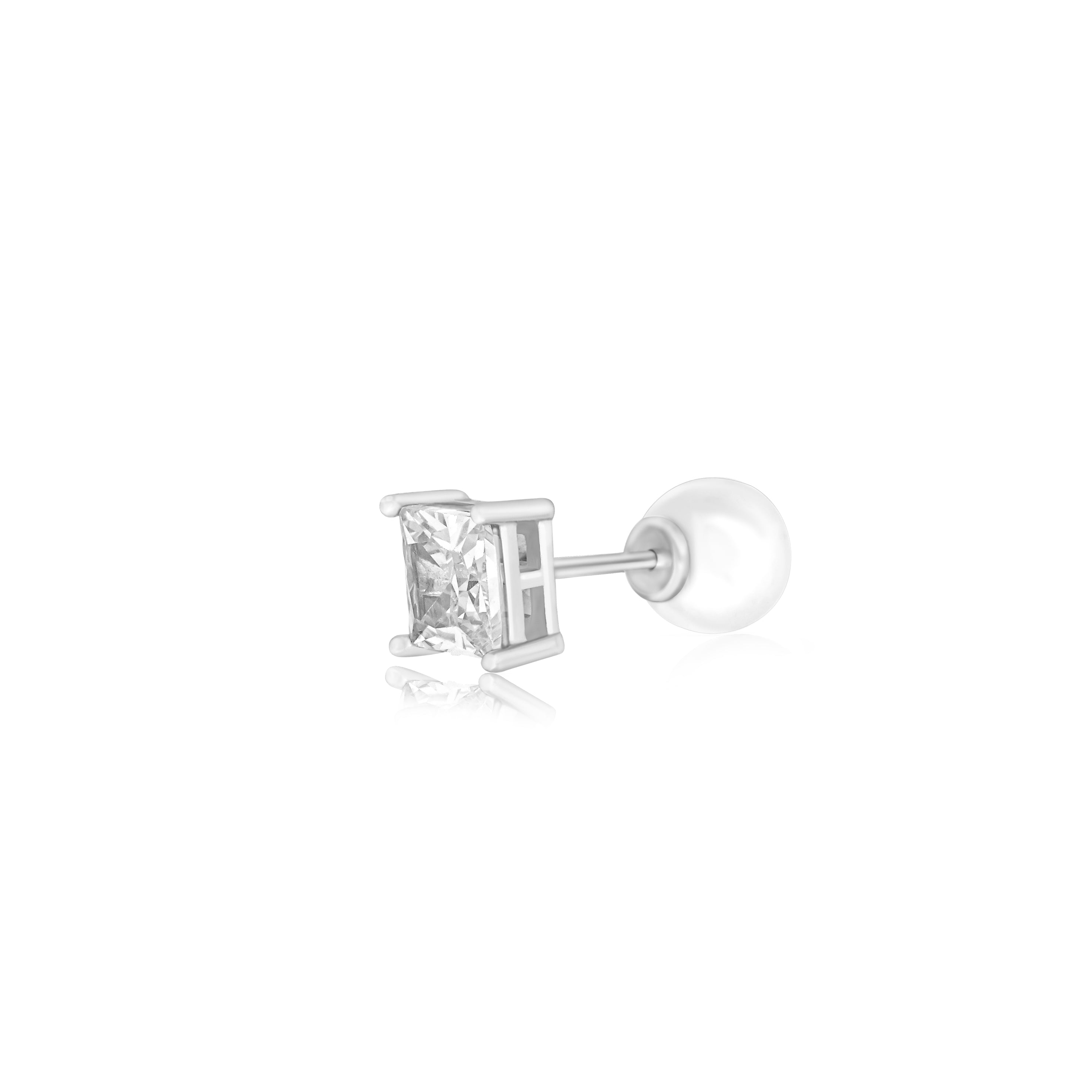 Reversible Square Diamond Pearl Earring