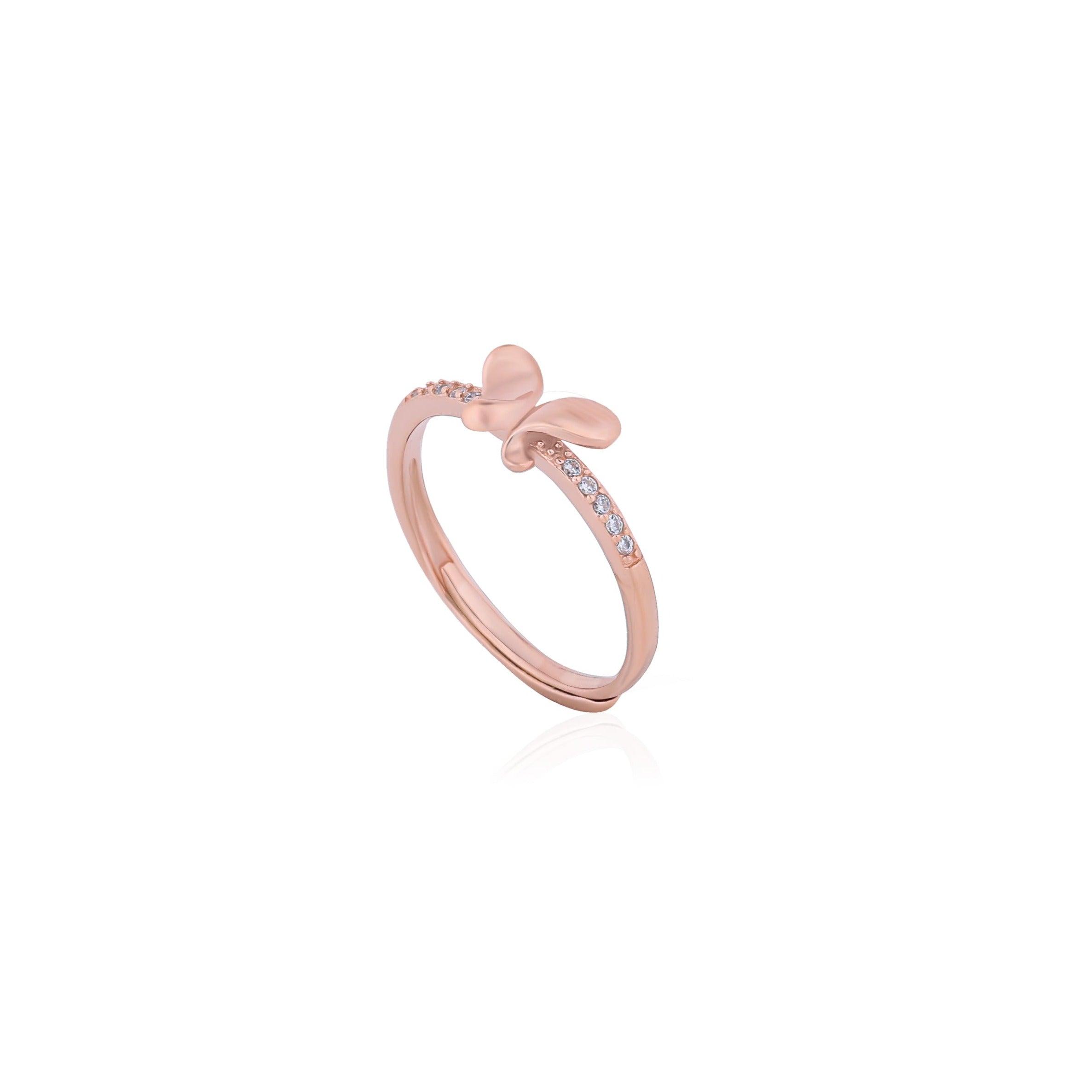 Rosegold Diamond Buttefly Ring