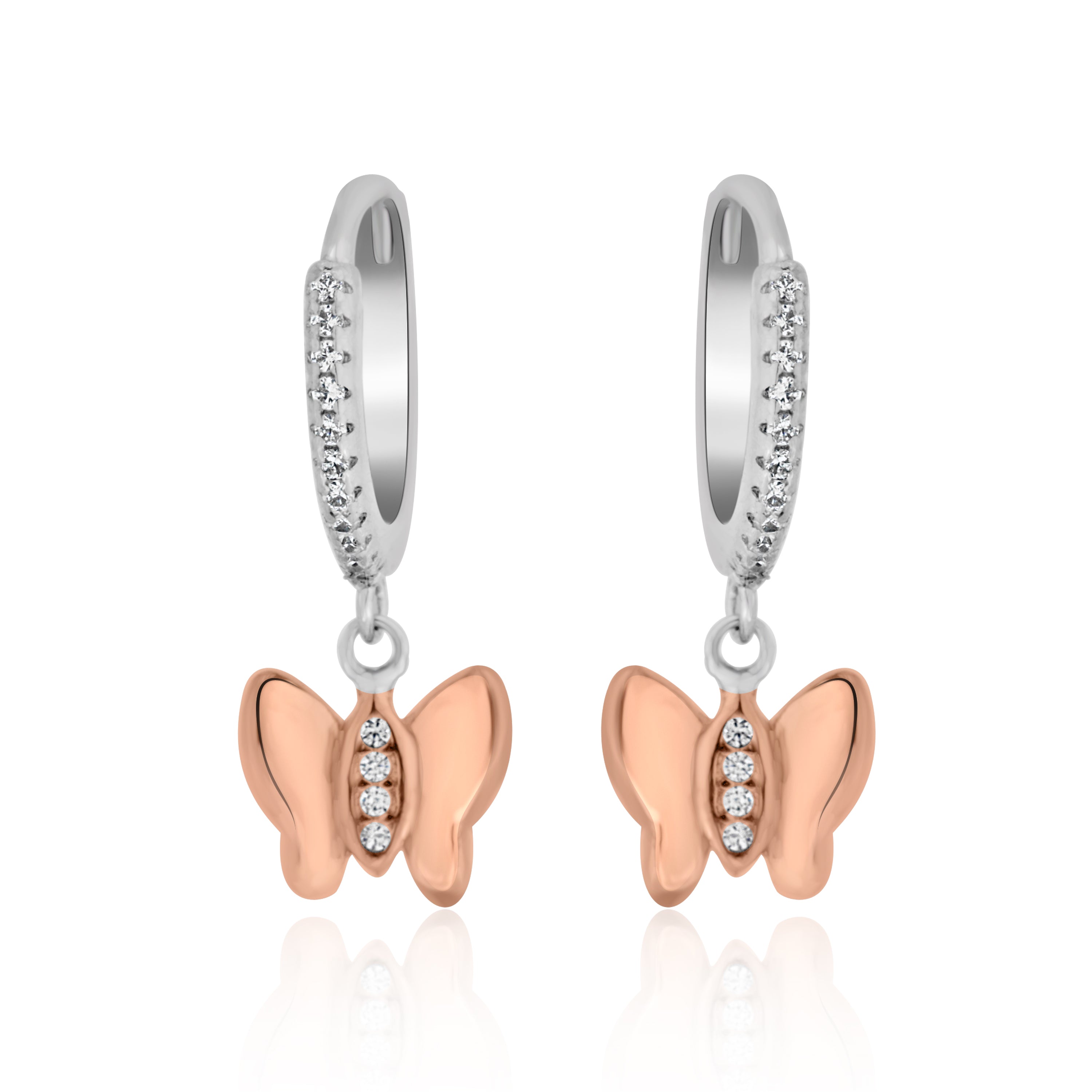 Rosegold-Silver Fusion Butterfly Bali Earring