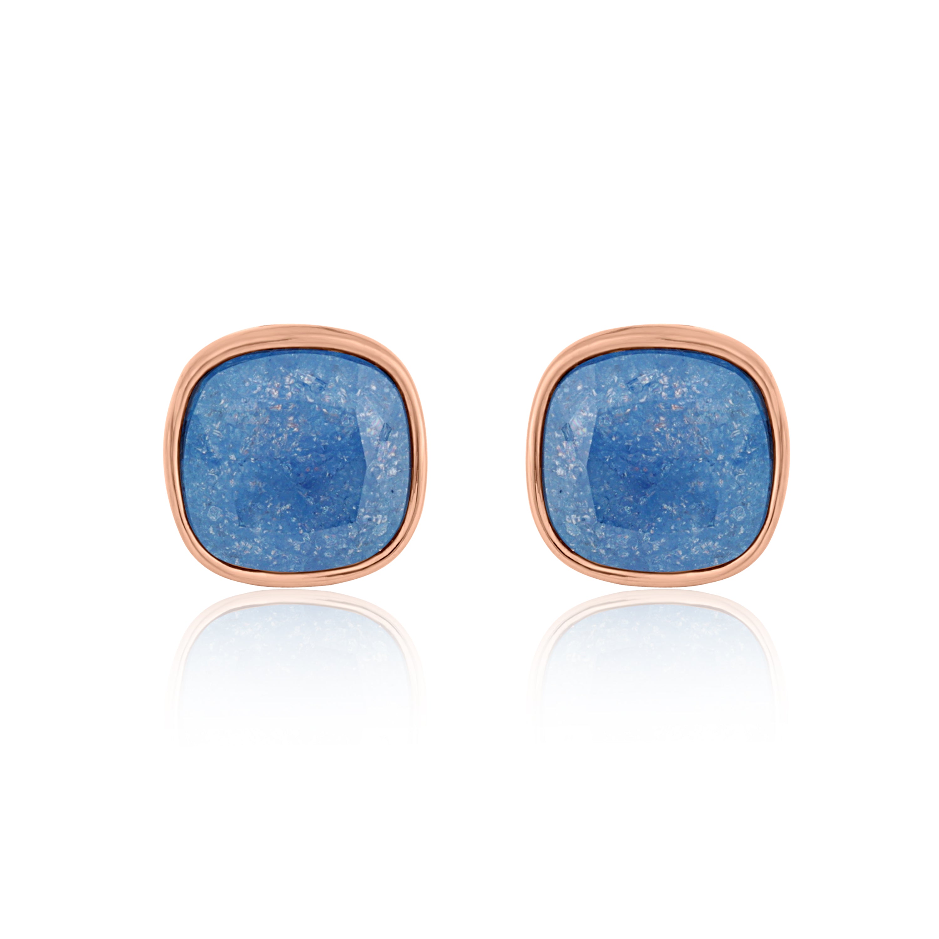 Rose Gold Blue Sparkle Stud Earring