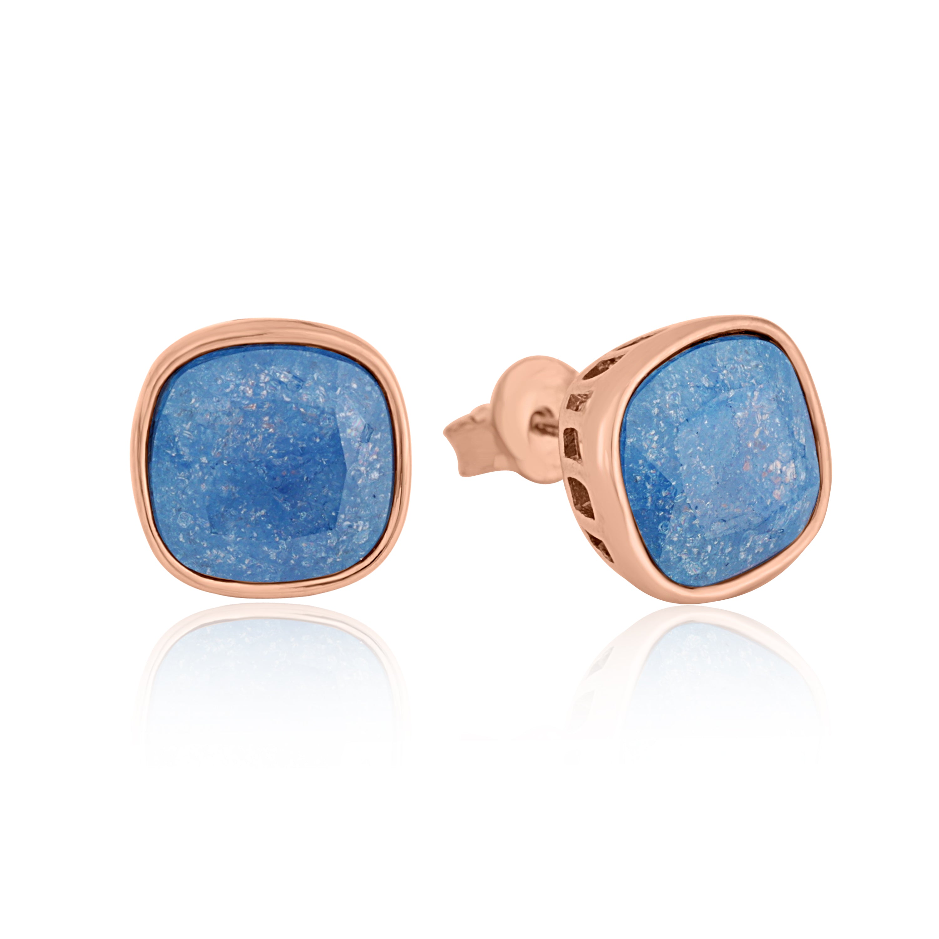 Rose Gold Blue Sparkle Stud Earring