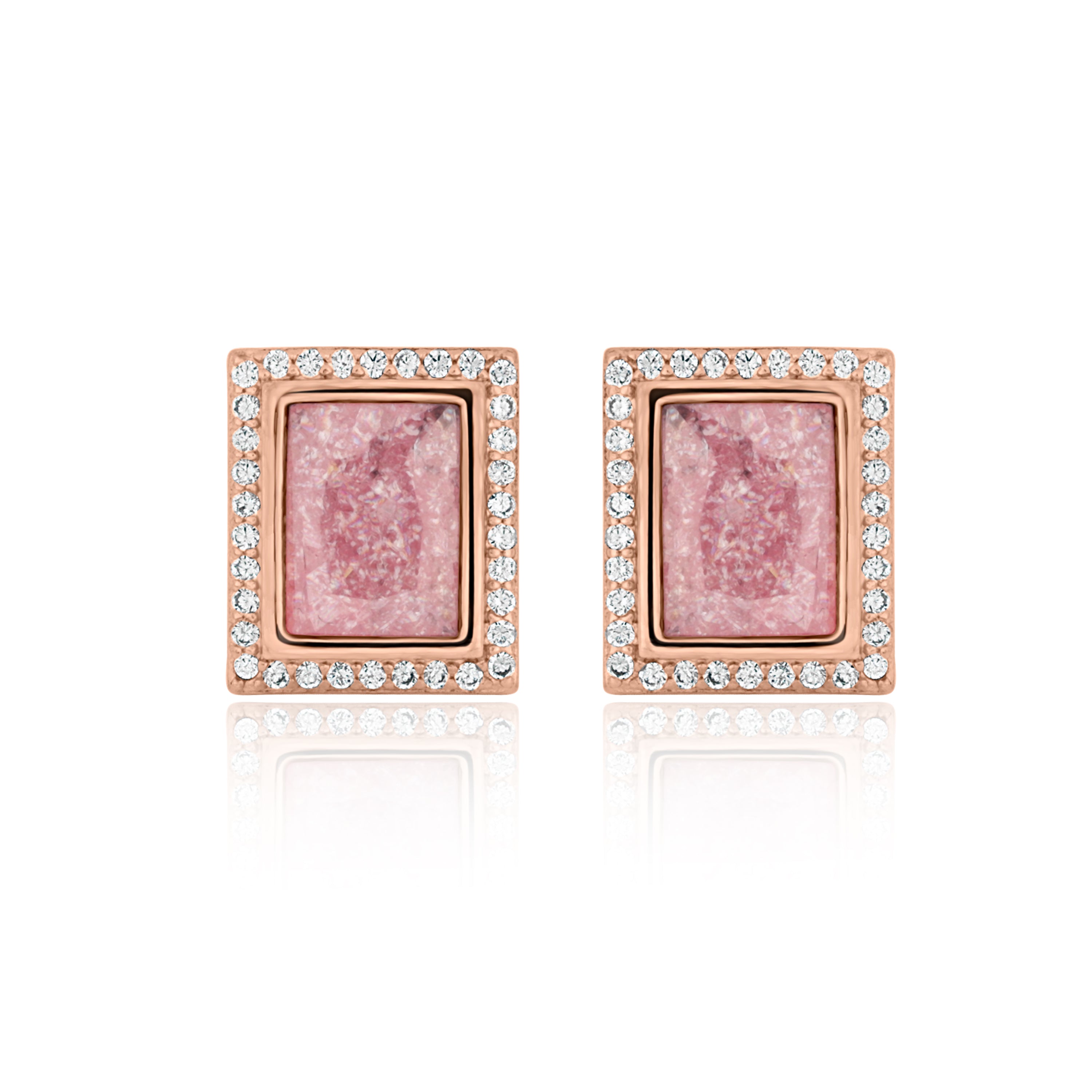 Rose Gold Pink Mirror Stud Earring