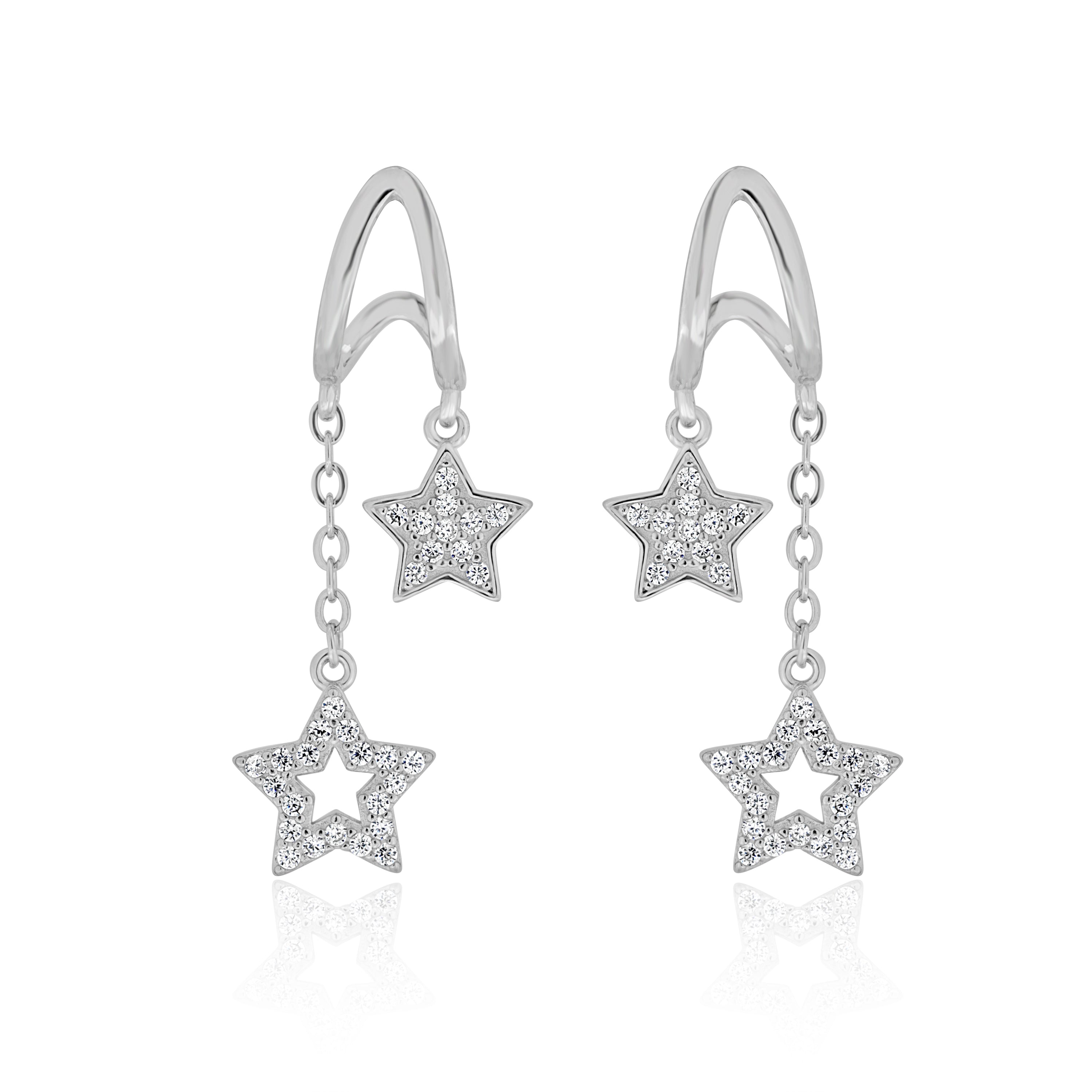 Celestial Sparkle Silver Star Earrings