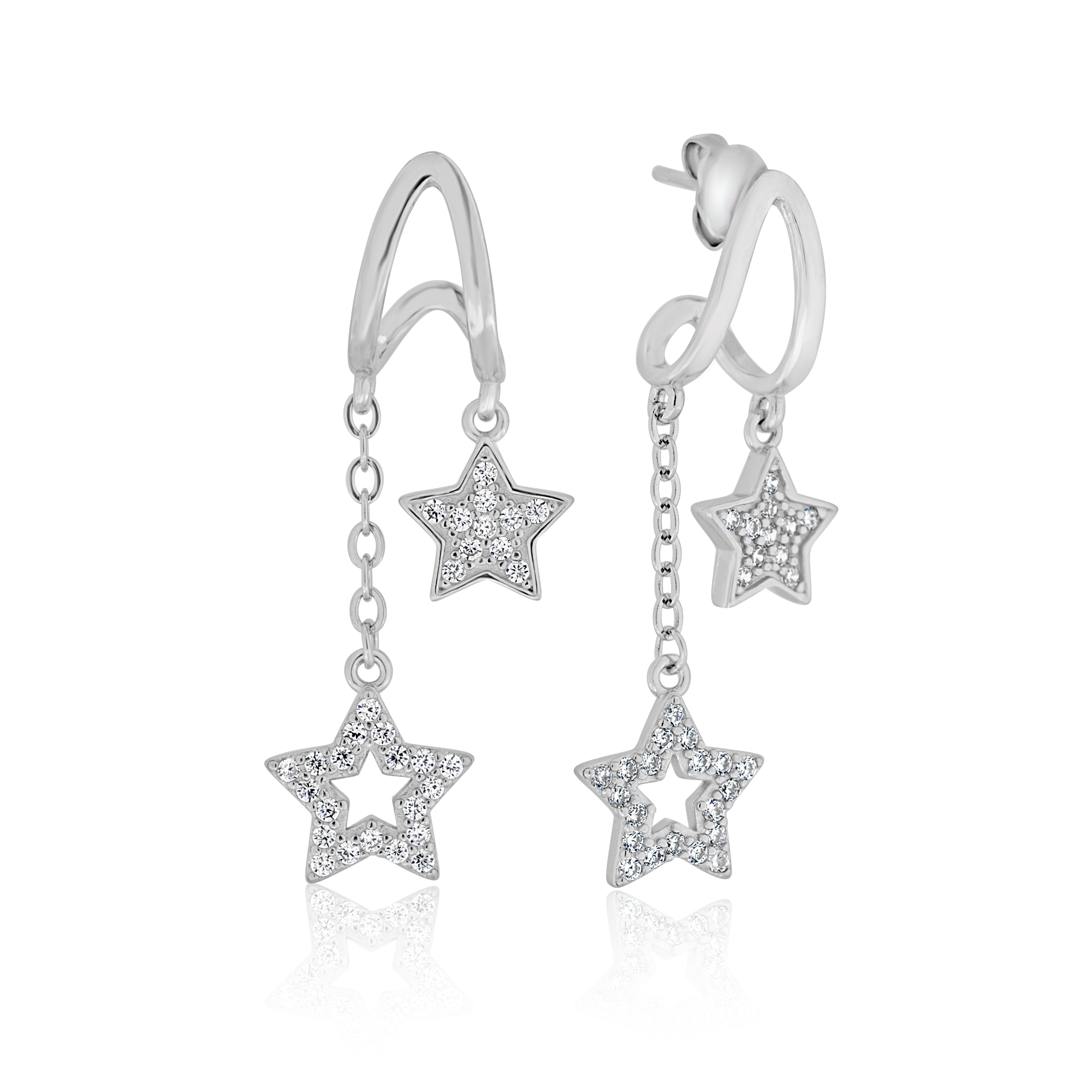 Celestial Sparkle Silver Star Earrings