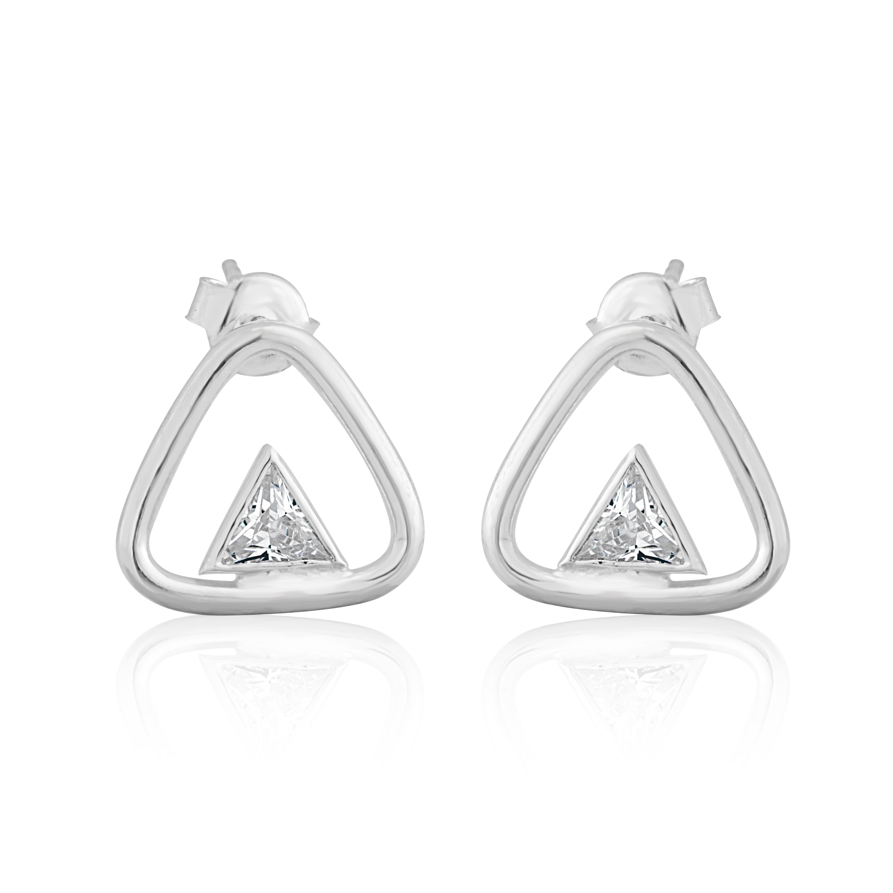 Love Triangle Silver Earrings