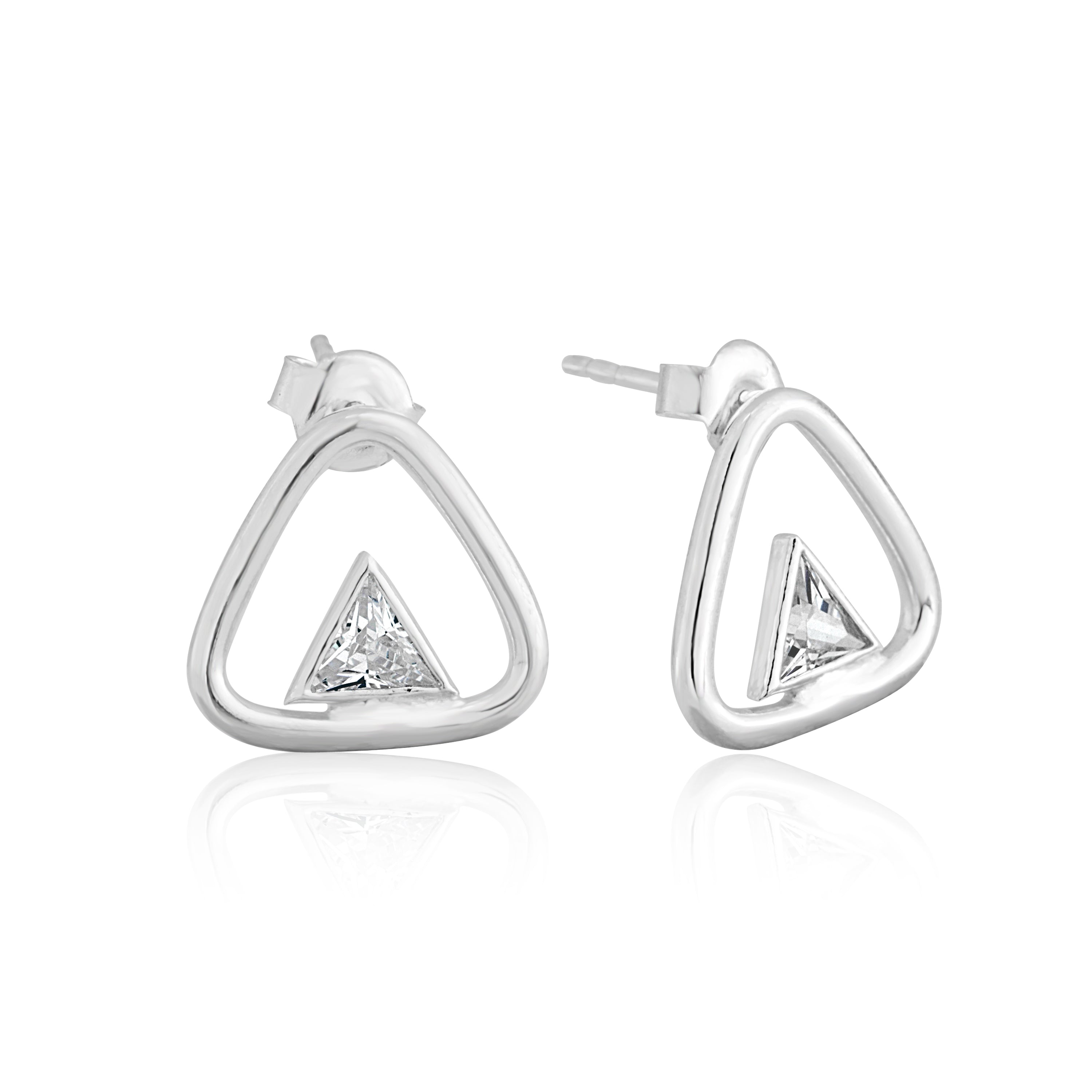 Love Triangle Silver Earrings