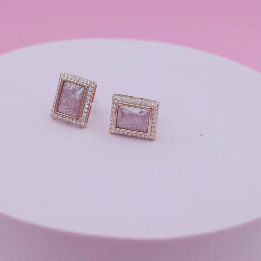 Rose Gold Pink Mirror Stud Earring