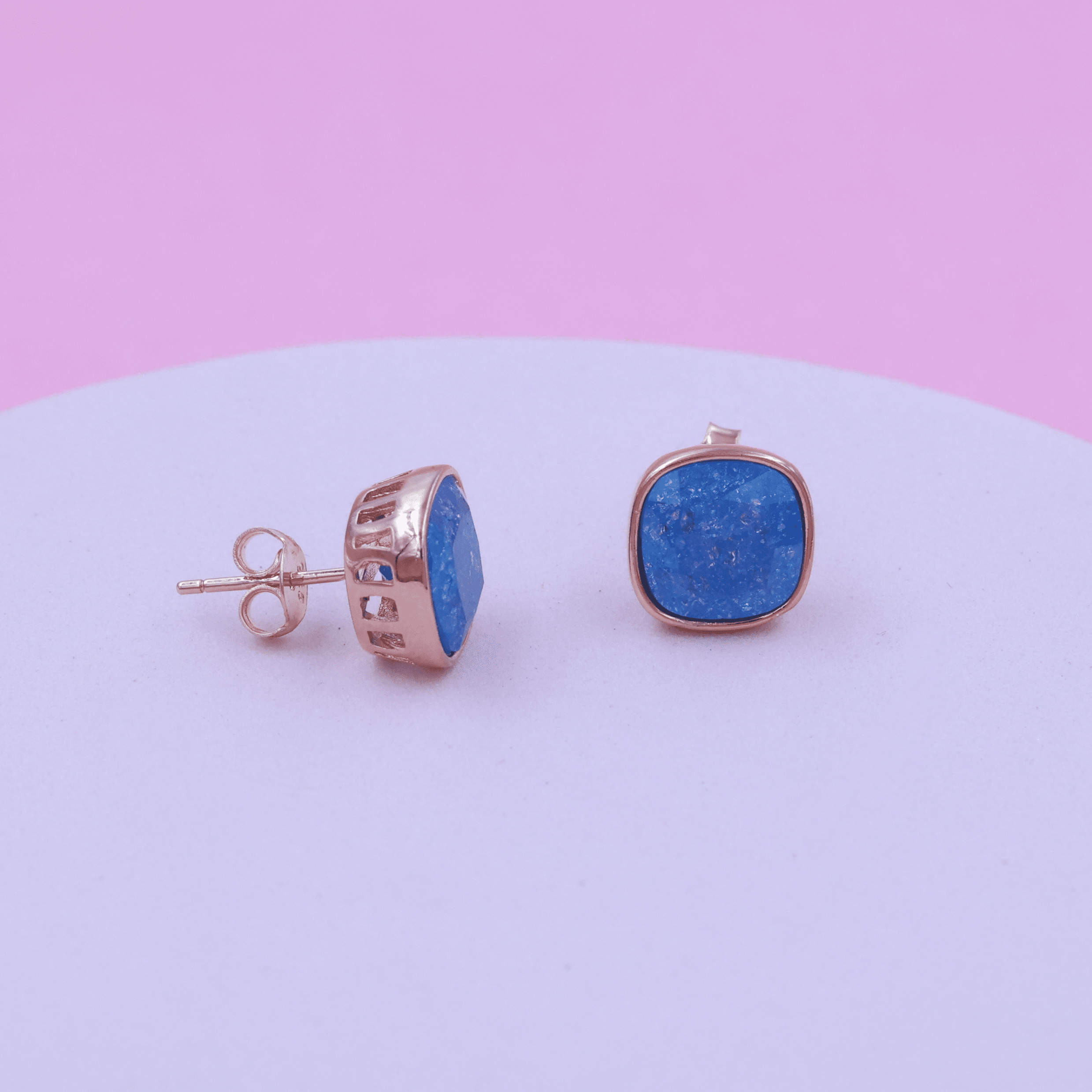 Rose Gold Blue Sparkle Stud Earring Shreedevi Jewellers 