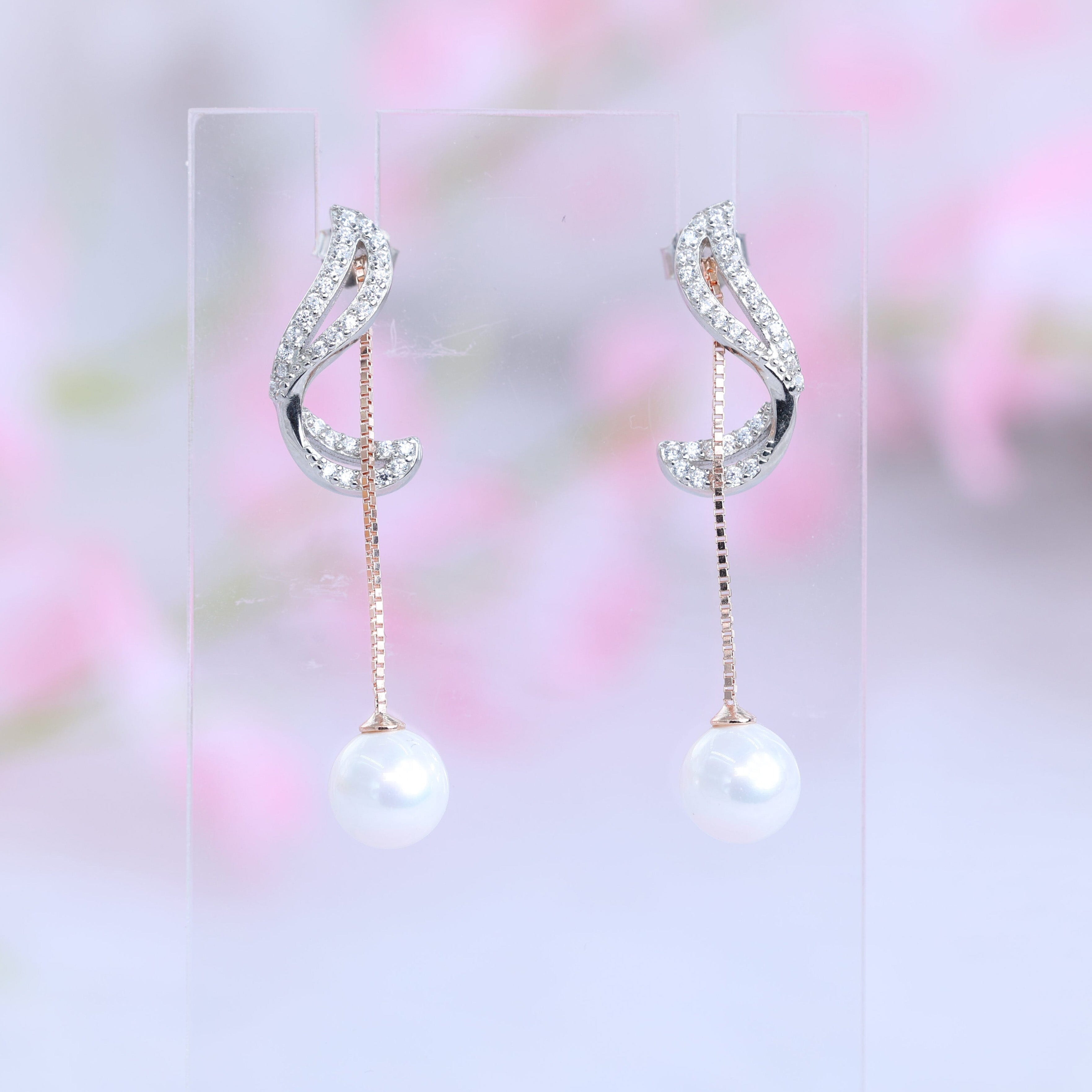 Silver Mermaid's Twist Pearl Earring Shreedevi Jewellers 